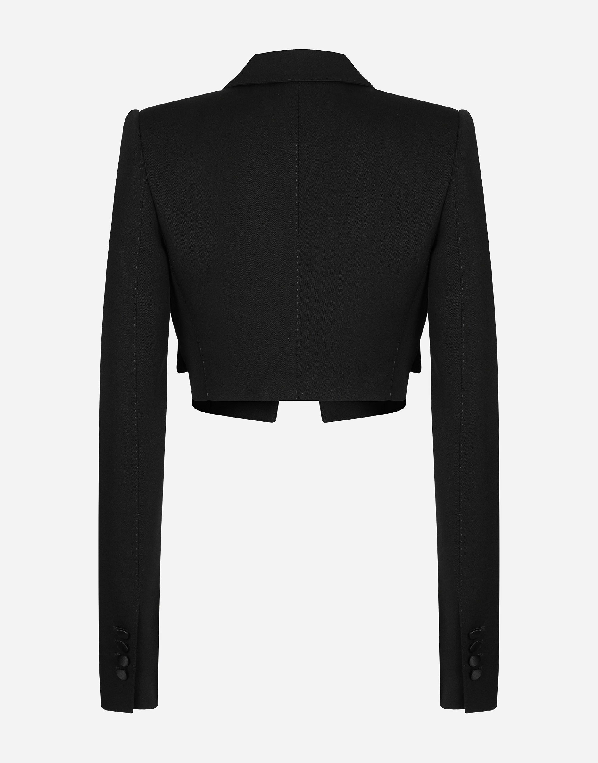 Dolce & Gabbana Single-breasted Wool Gabardine Spencer Tuxedo Jacket In Black