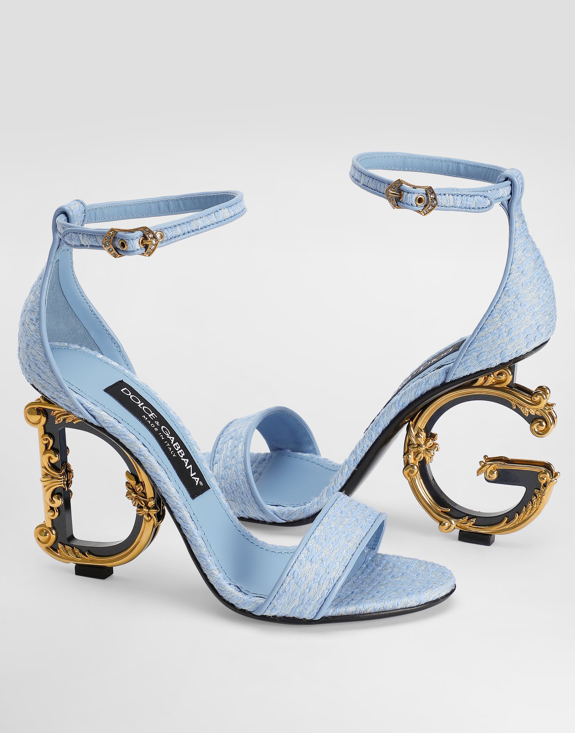 Bouclé fabric sandals with Baroque DG detail