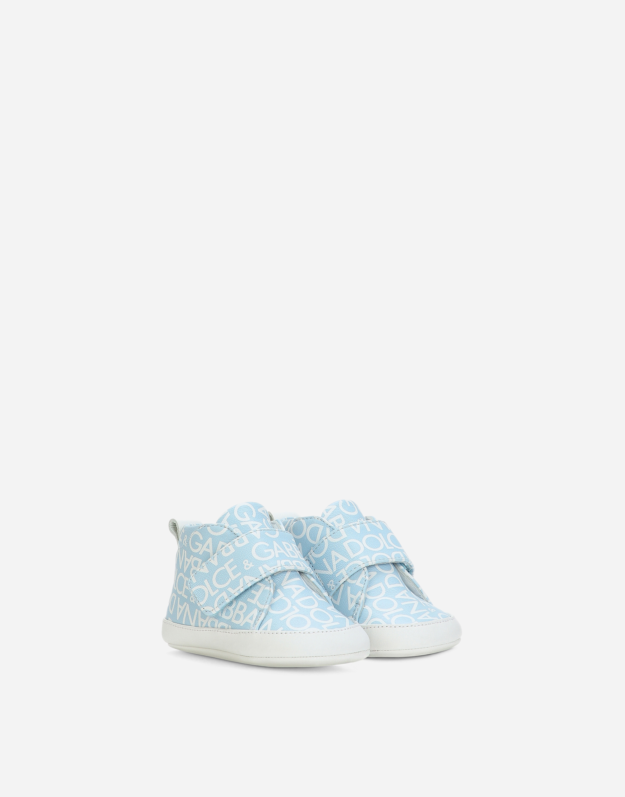  Dolce & Gabbana Dolce & Gabbana Printed Nappa Leather Mid-top Sneakers - Man Newborn Boys' Shoes (16-20) Light Blue Leather 20 