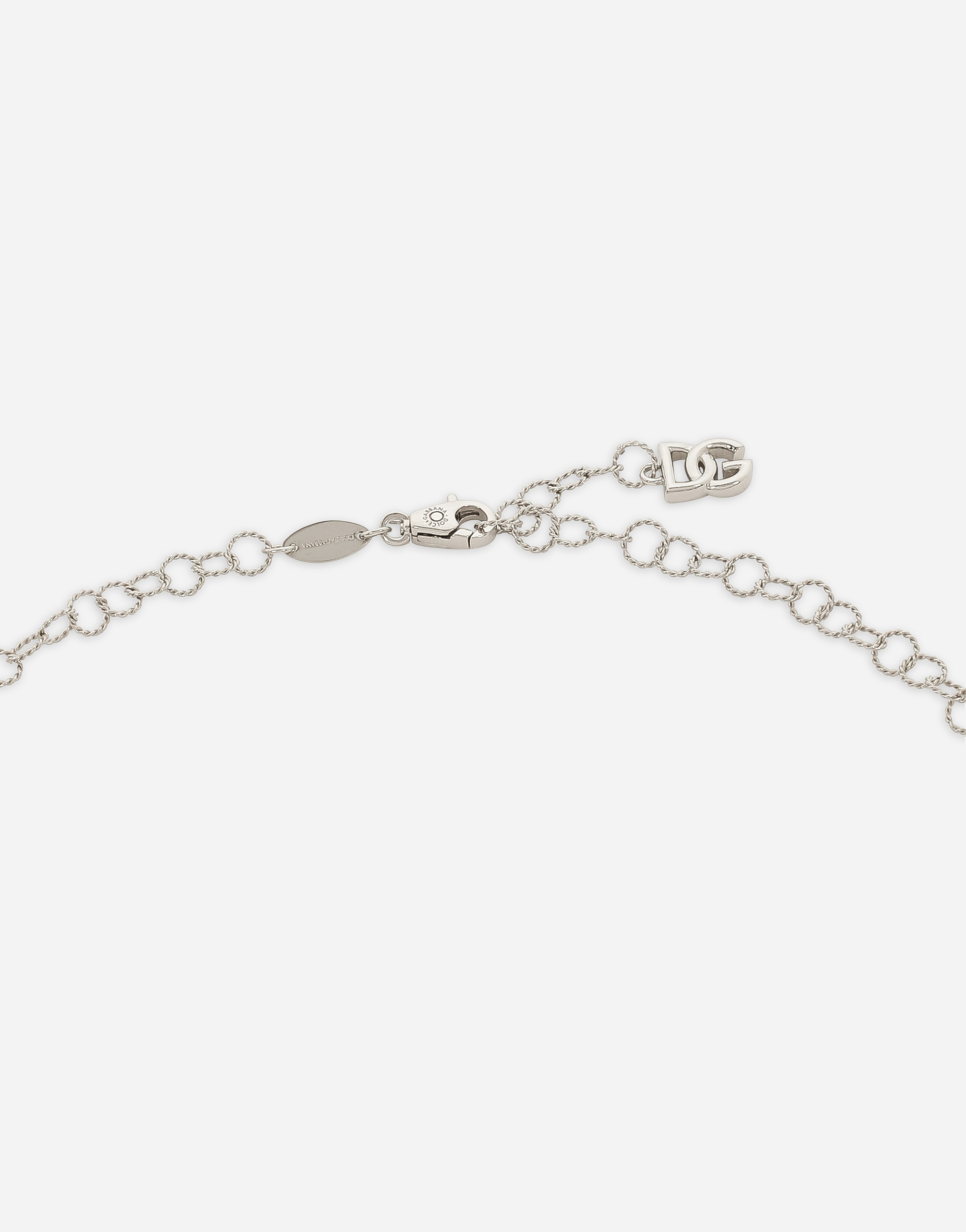 Shop Dolce & Gabbana Twisted Wire Chain Necklace In White Gold 18kt