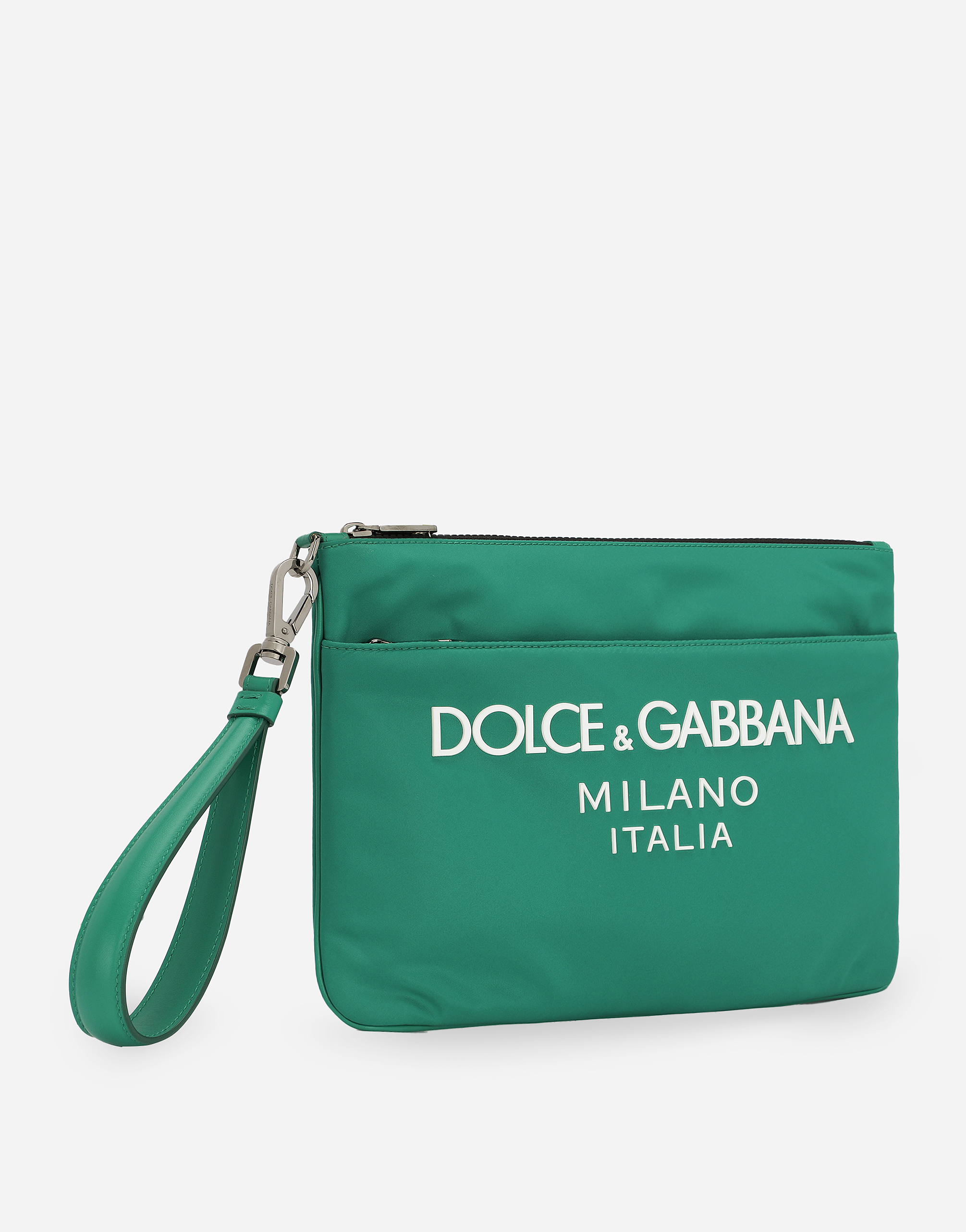 DOLCE & GABBANA NYLON POUCH WITH RUBBERIZED LOGO