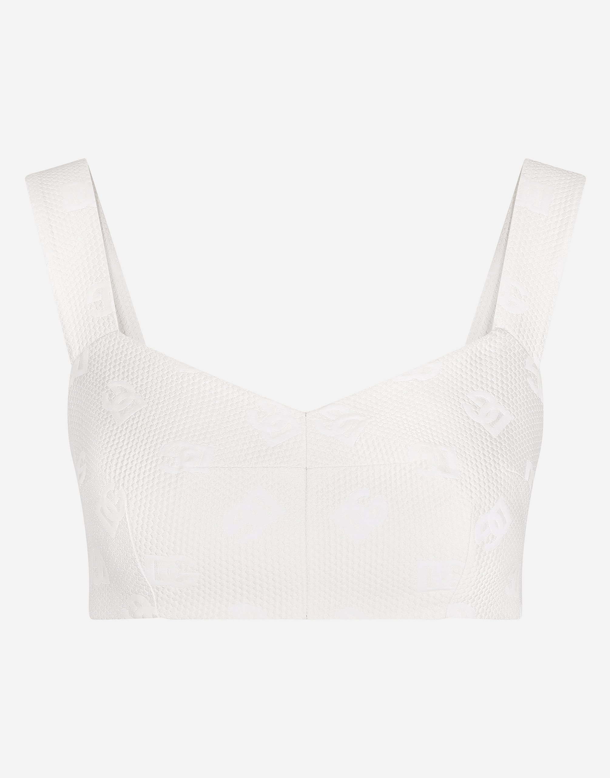 Dolce & Gabbana Jacquard Corset With All-over Dg Logo In White