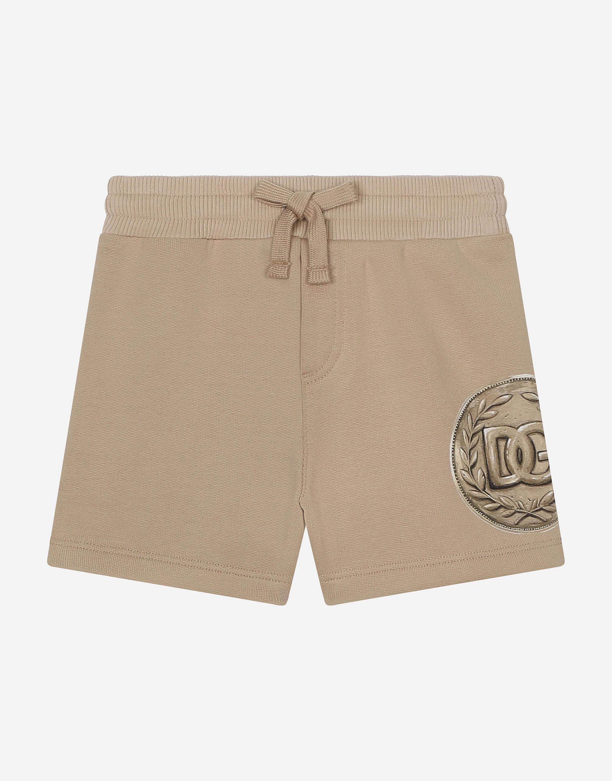 DOLCE & GABBANA JERSEY JOGGING SHORTS WITH COIN PRINT
