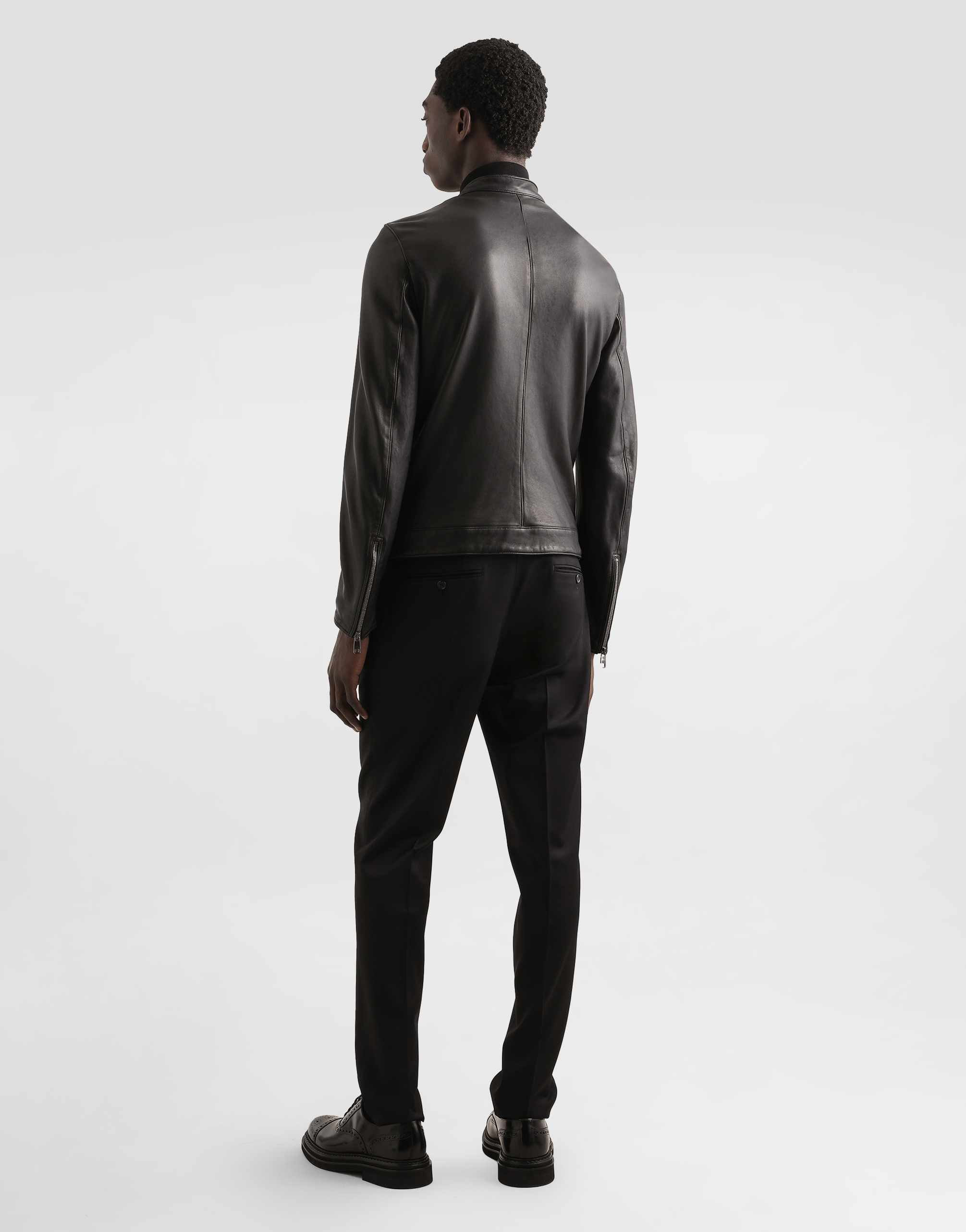 Dolce & Gabbana Leather Jacket With Zipper In Black