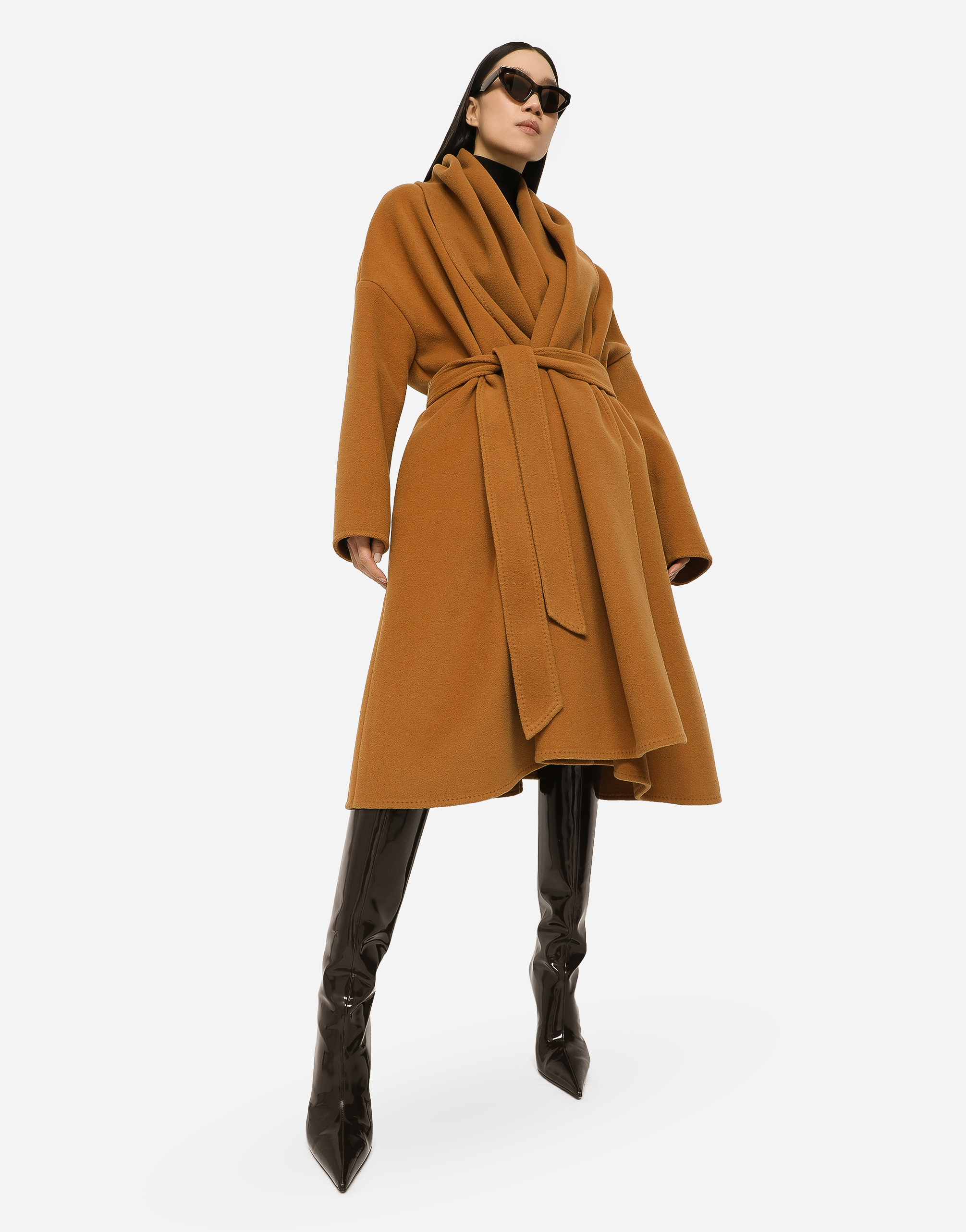 DOLCE & GABBANA BELTED OVERSIZE CASHMERE WOOL COAT