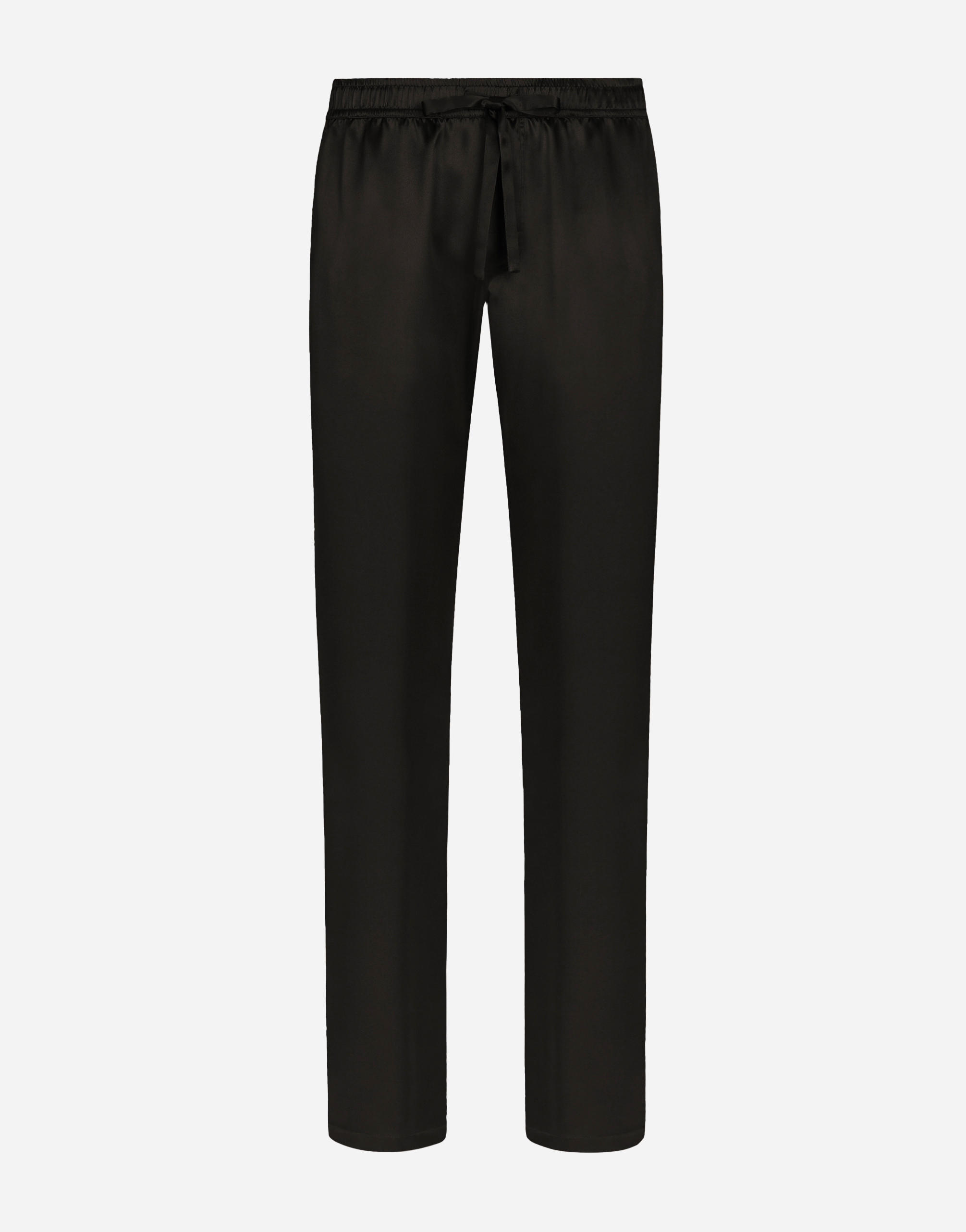 DOLCE & GABBANA SILK SATIN JOGGING PANTS WITH METAL DG LOGO