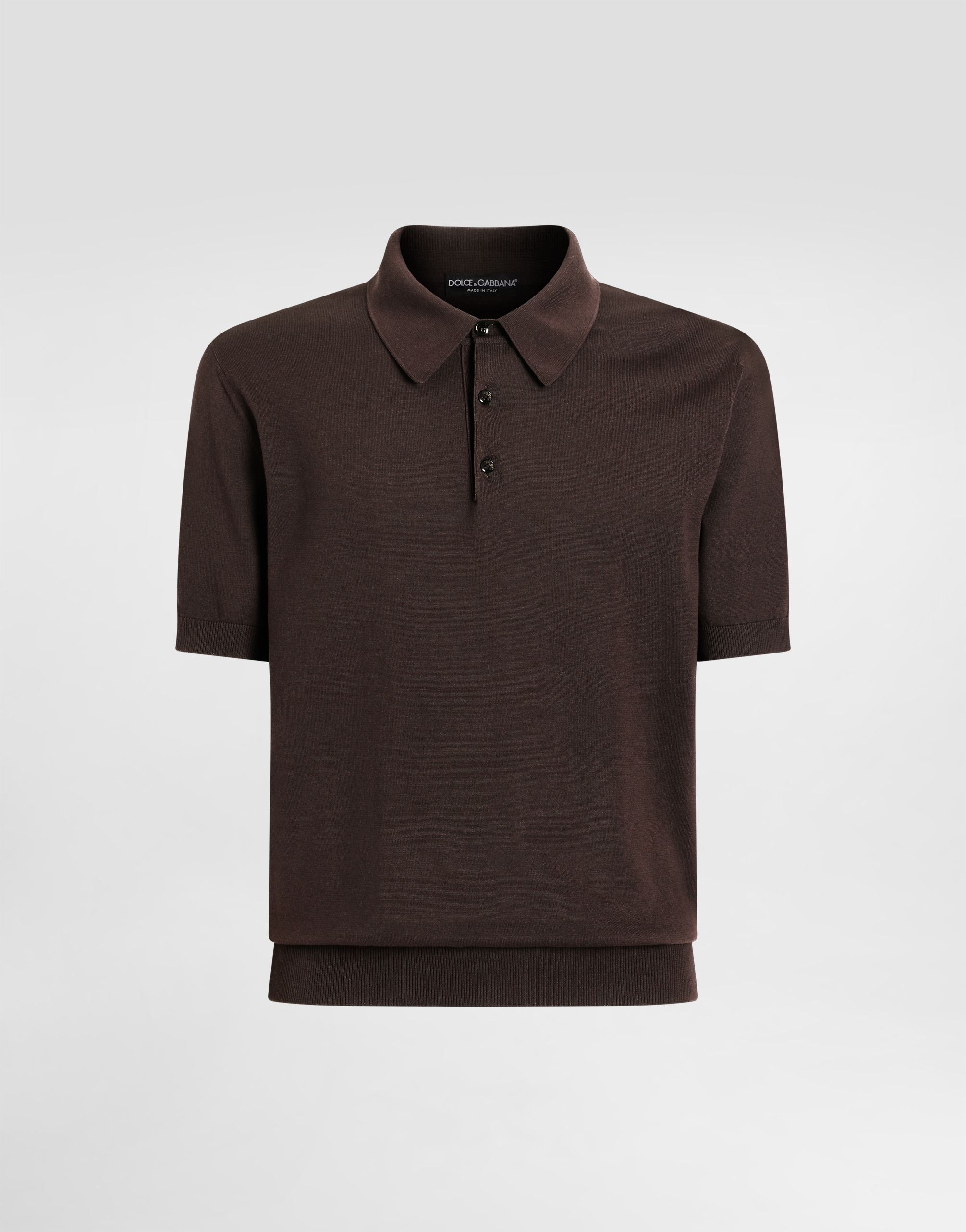 Dolce & Gabbana Short-sleeved Cotton Polo-shirt - Man Sweaters And Cardigans Brown