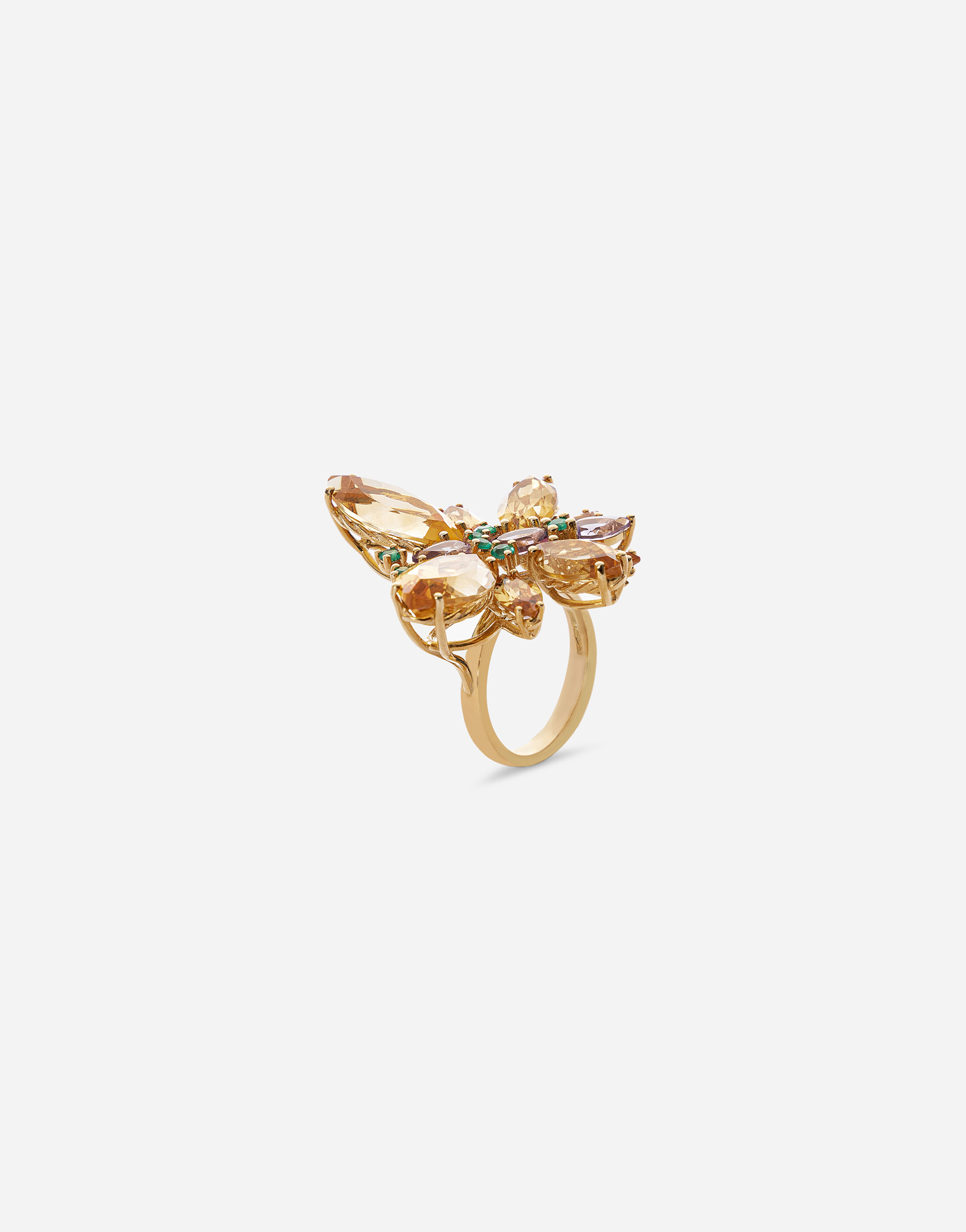 DOLCE & GABBANA SPRING RING IN YELLOW 18KT GOLD WITH CITRINE BUTTERFLY