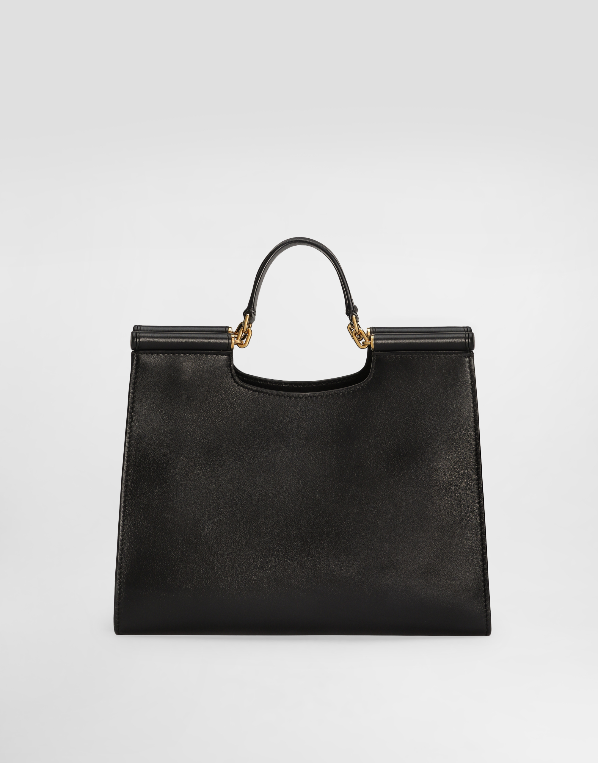 Dolce & Gabbana Small Sicily Calf Leather Tote Bag In Black