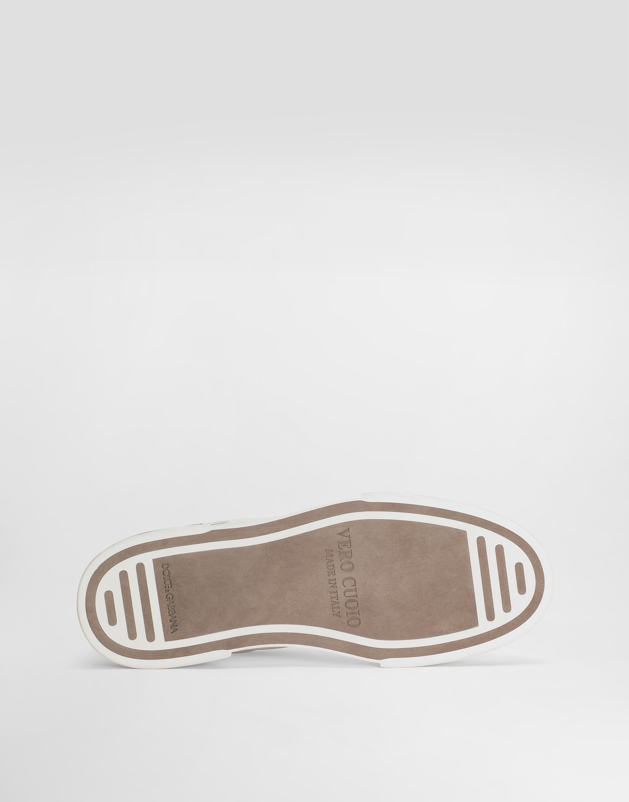 Dolce & Gabbana Portofino Yatch Sneakers In Calfskin Color White And Dove Grey In Multicolor
