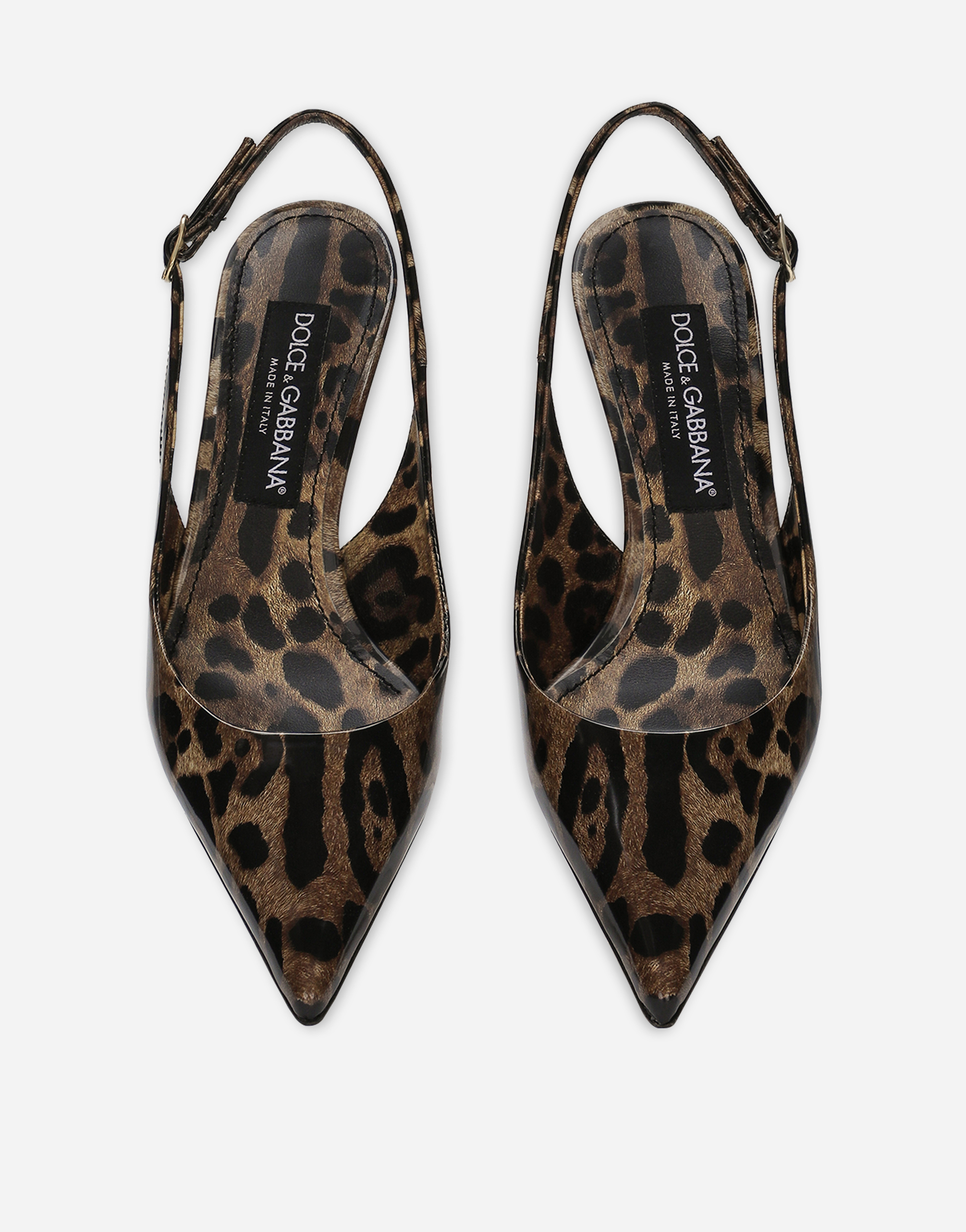 Dolce & Gabbana Printed Polished Calfskin Slingbacks In Animal Print