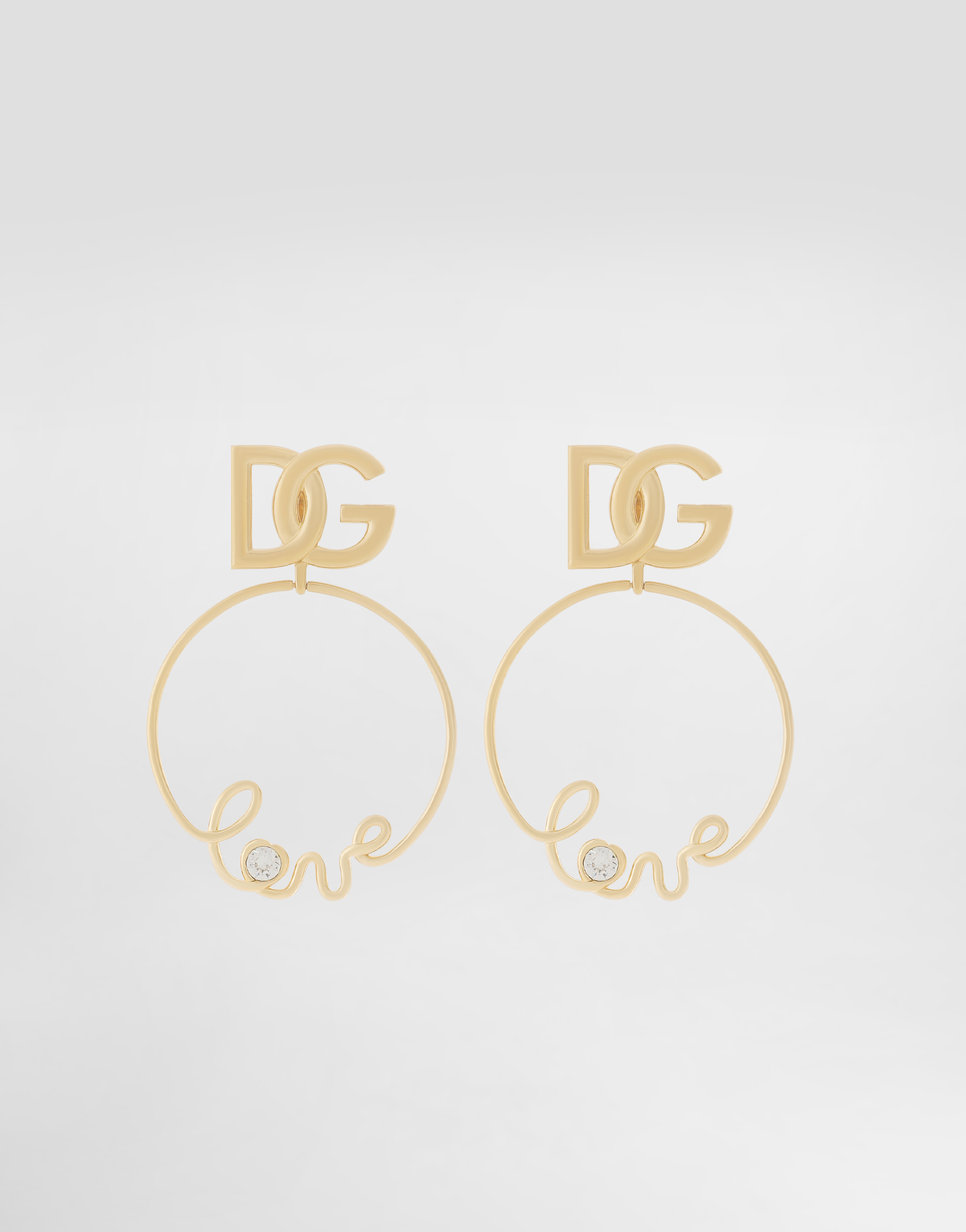 Dolce & Gabbana Clip-on “love” Earrings With Dg Logo - Woman Bijoux Gold Metal Onesize