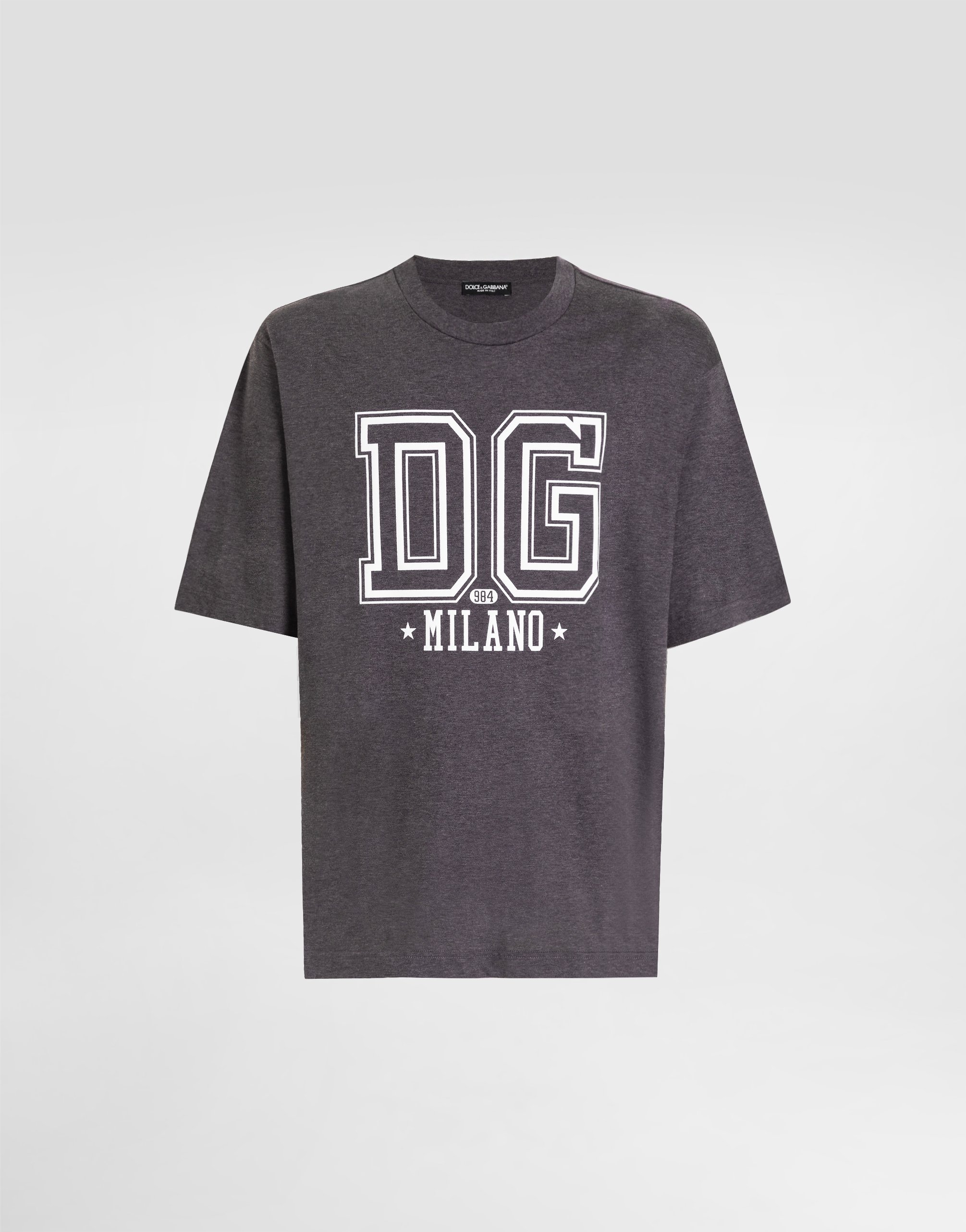 Dolce & Gabbana Cotton T-shirt With Print In Gray