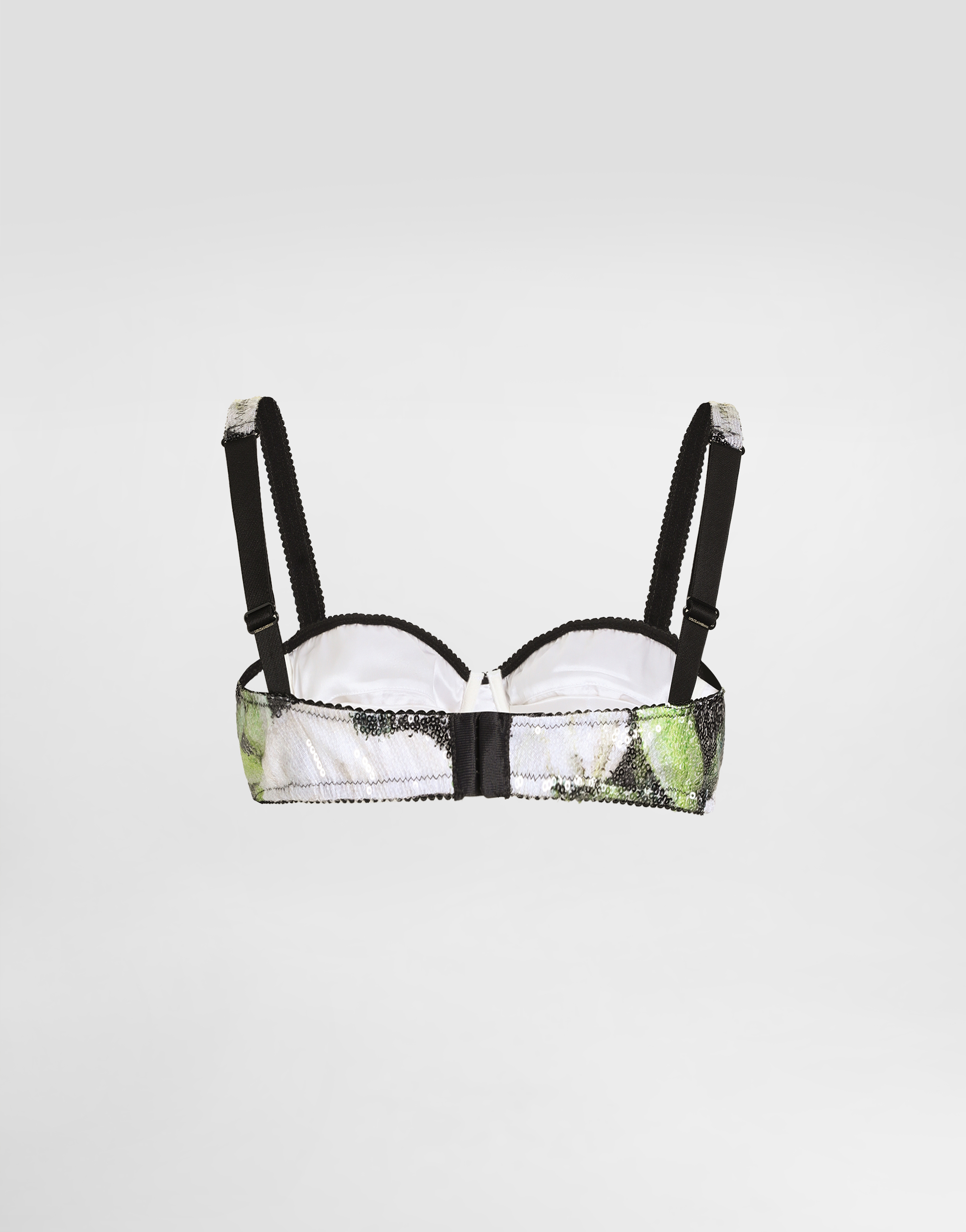  Dolce & Gabbana Dolce & Gabbana Sequin-embroidered Satin Balconette Bra With Gardenia Print - Woman Underwear Print 2b 