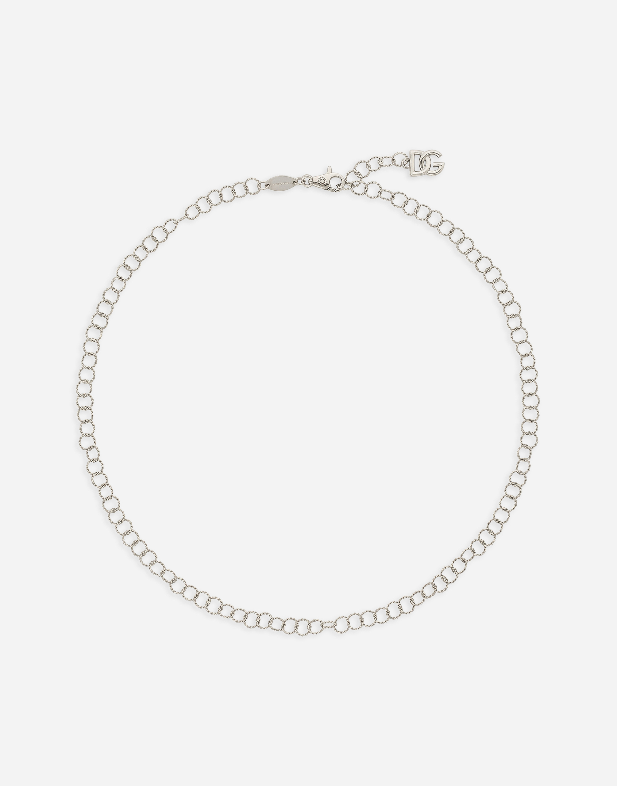 Dolce & Gabbana Twisted Wire Chain Necklace In White Gold 18kt
