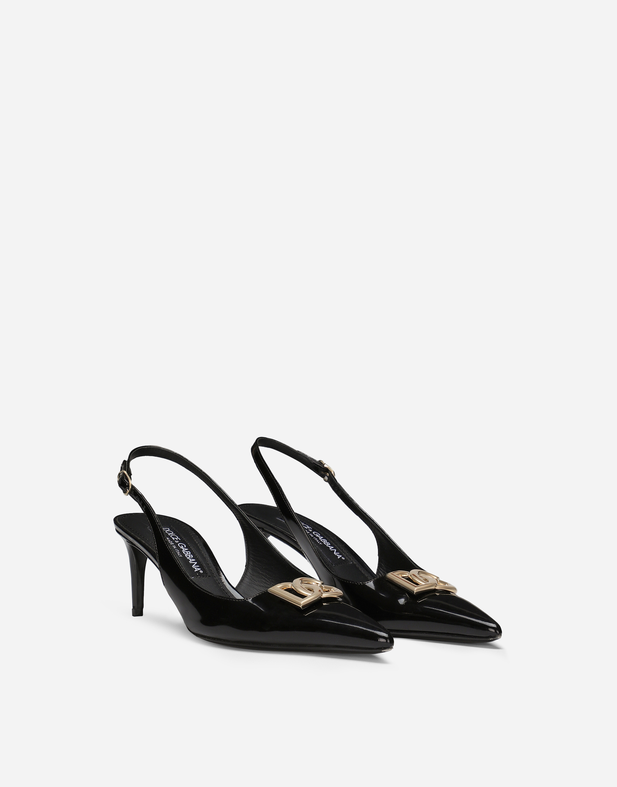Polished calfskin slingbacks