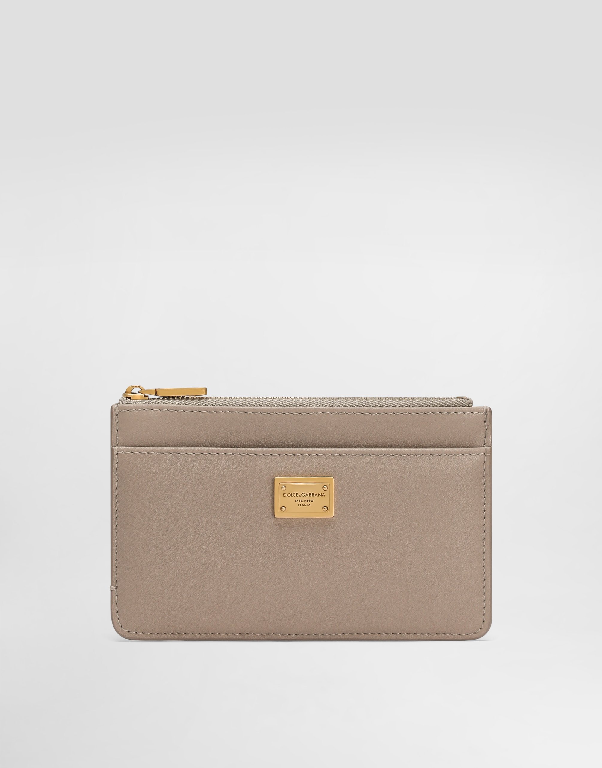 Dolce & Gabbana Slim Design Plonge Cardholder With Gold Hardware In Neutral
