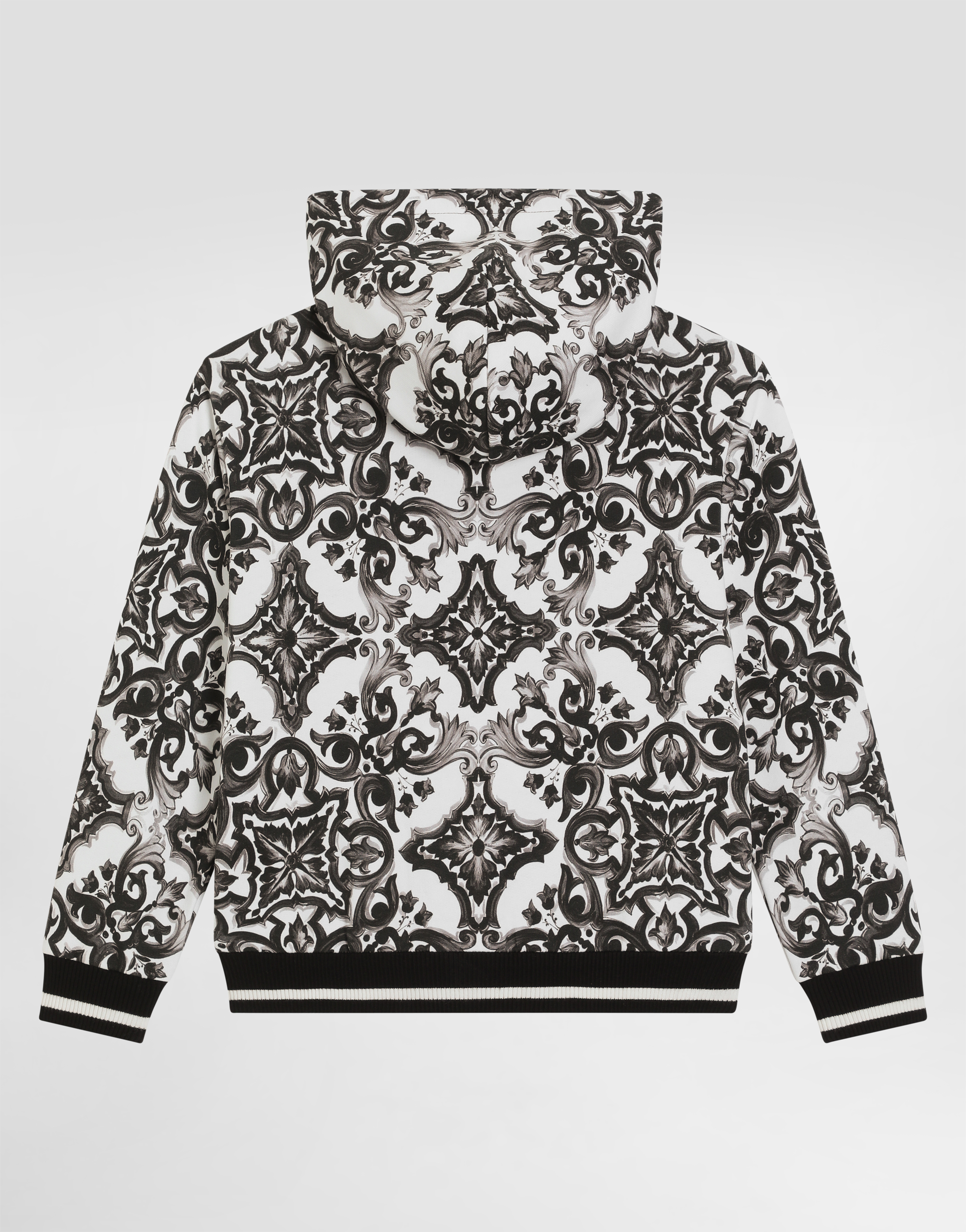  Dolce & Gabbana Kapuzensweatshirt Mit Reißverschluss Und Majolika-print - Mann T-shirts Und Sweatshirts Mehrfarbig 8 Years 