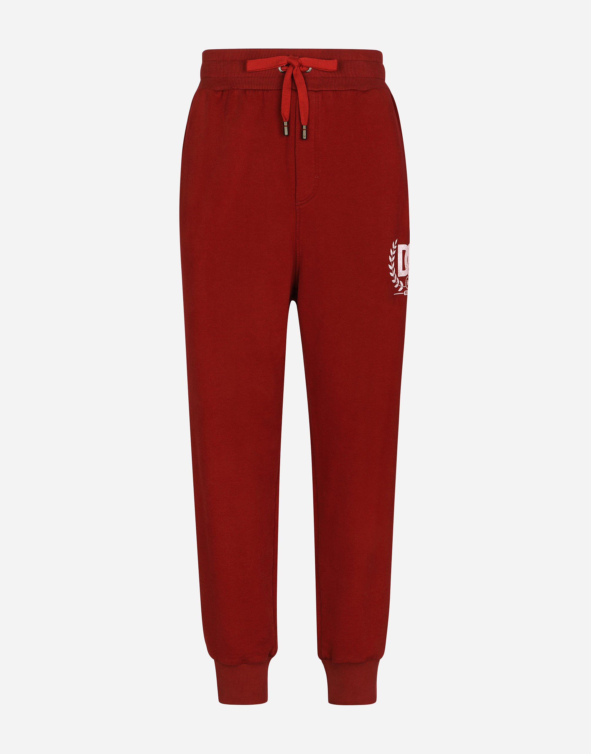 Dolce & Gabbana Jersey Jogging Pants With Dg Print In Burgundy