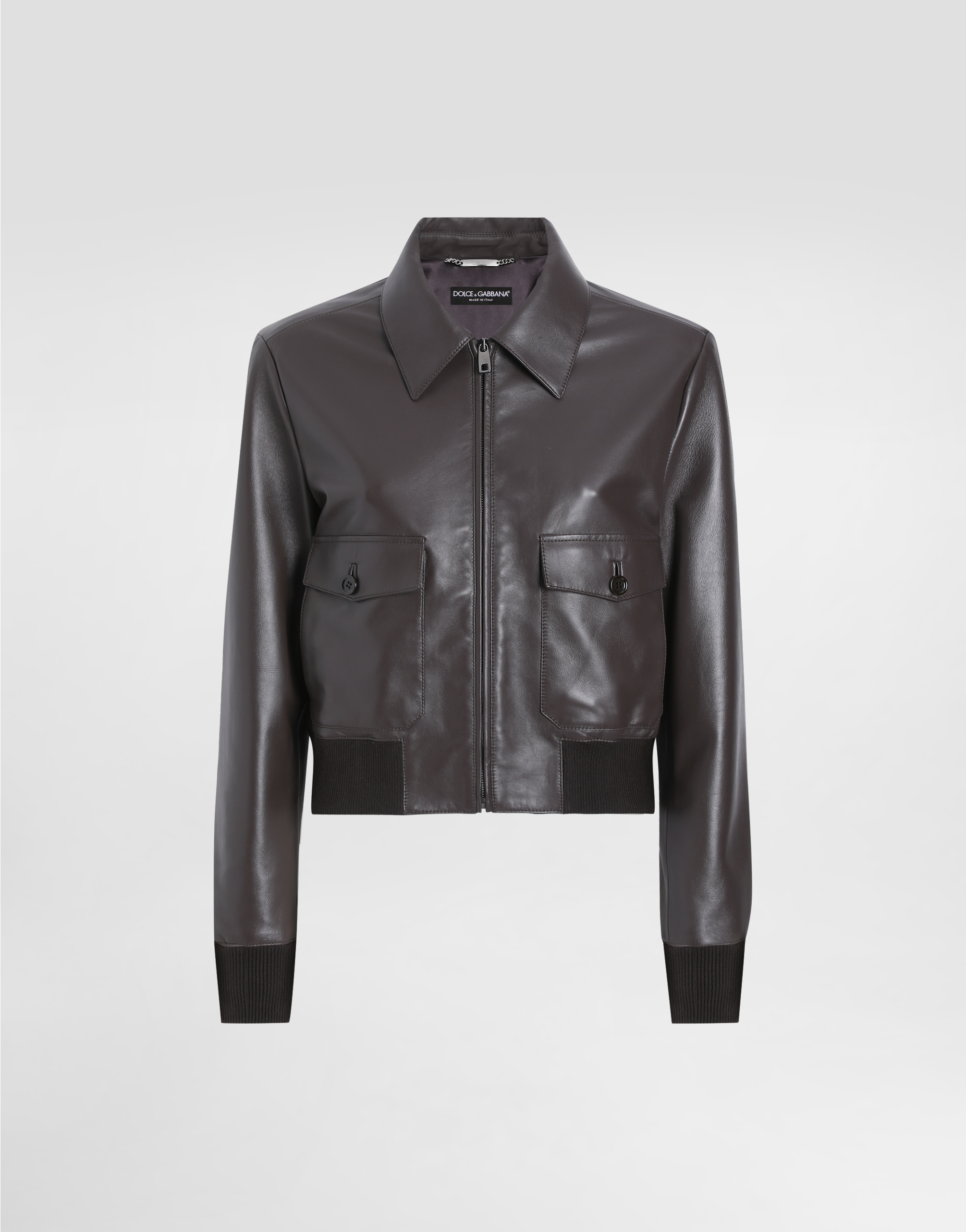 Dolce & Gabbana Leather Jacket In Brown