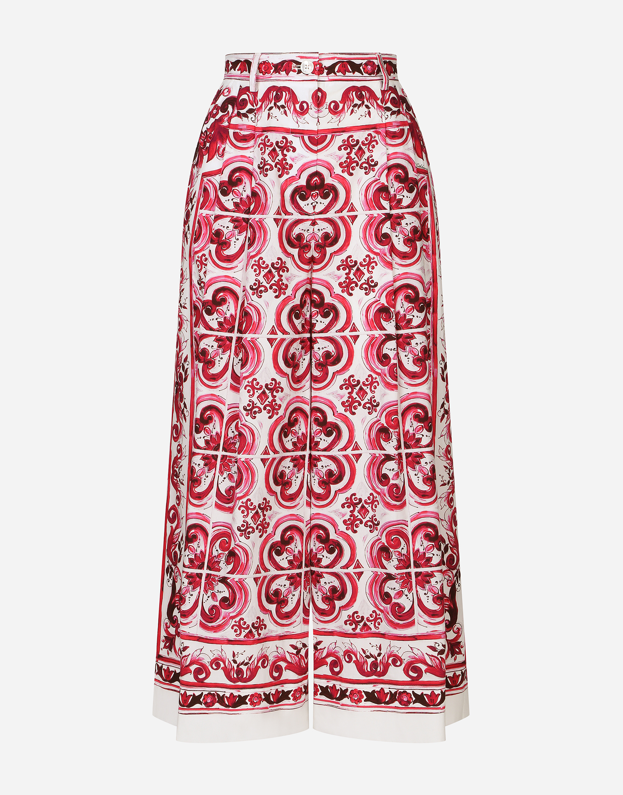 Dolce & Gabbana Majolica-print Poplin Culottes In Multicolor