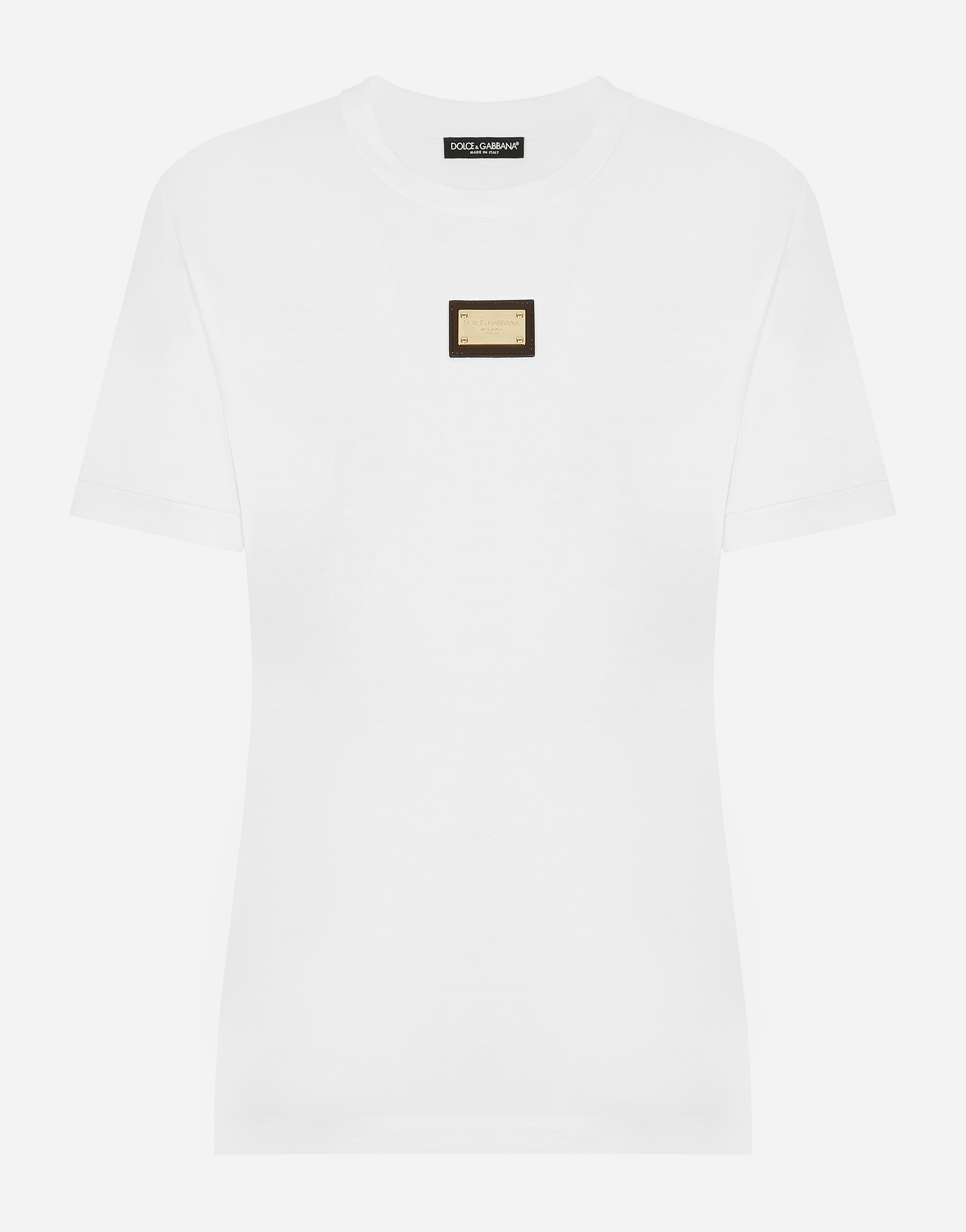 Dolce & Gabbana Jersey T-shirt With Dg Logo Tag In White