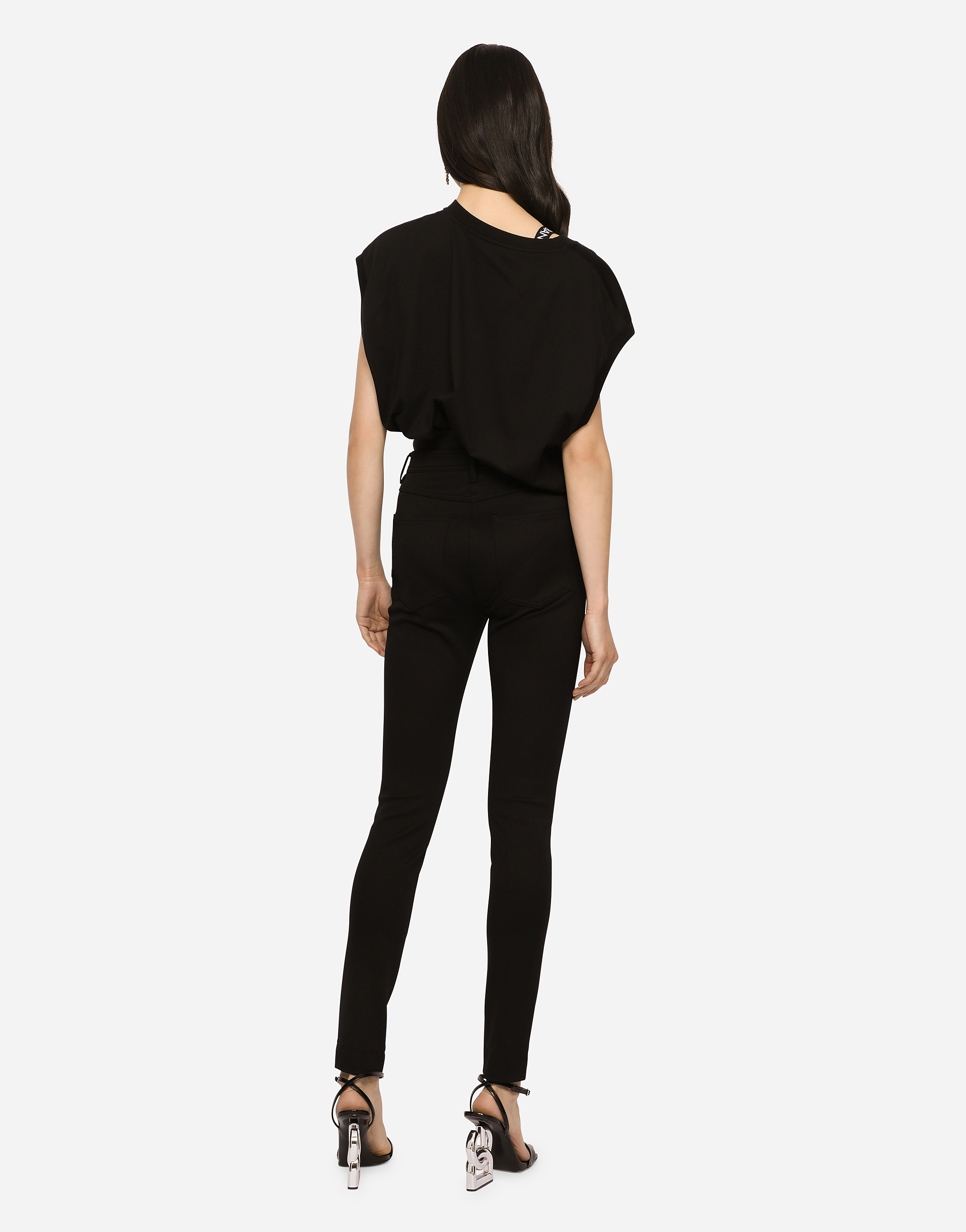 Shop Dolce & Gabbana 5-pocket Stretch Cavalry Twill Leggings In Black