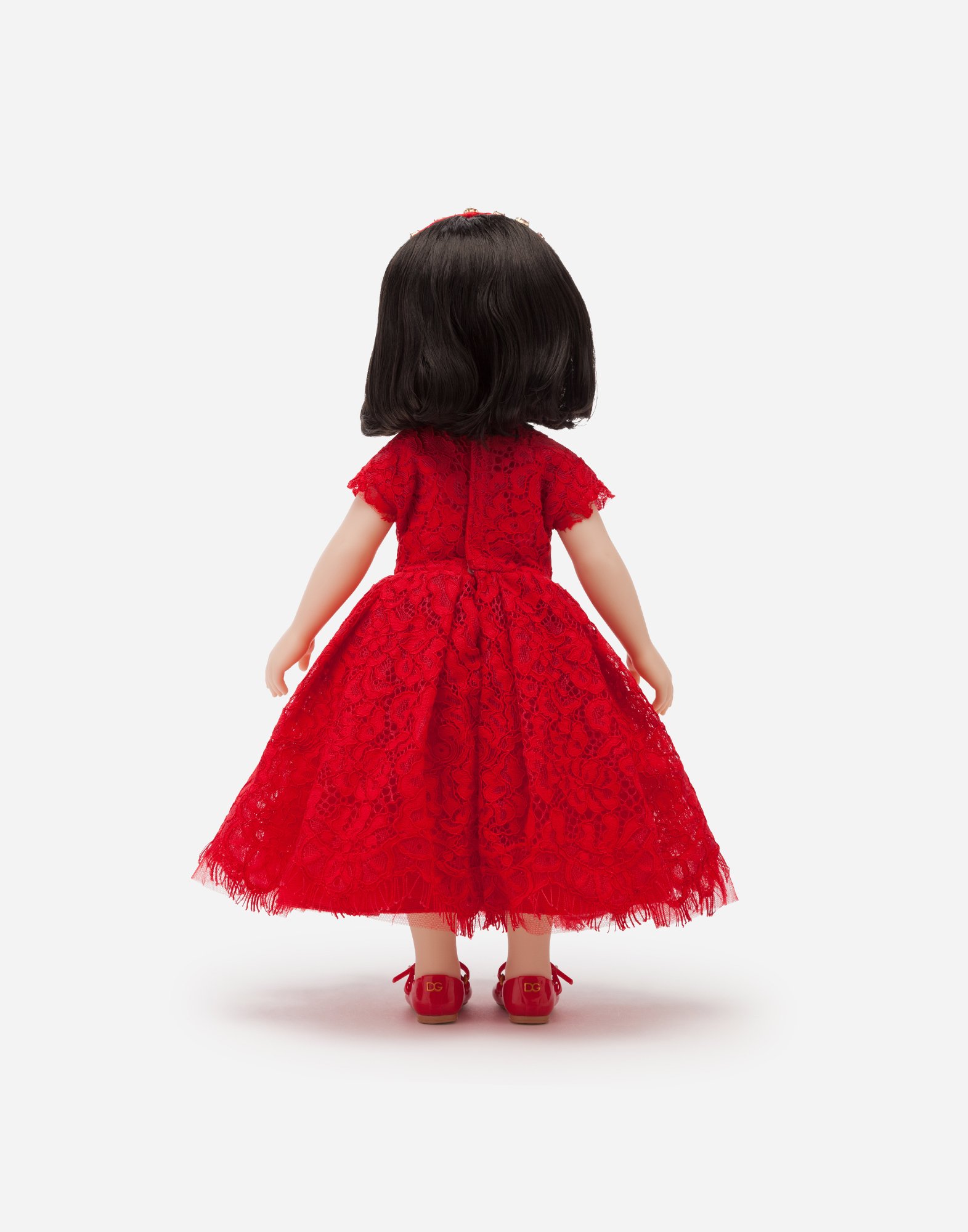 Shop Dolce & Gabbana Doll With Lace Dress In Multi-colored