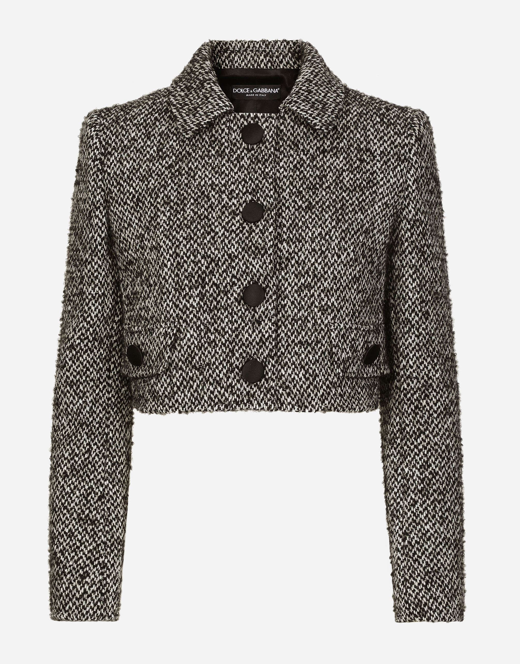 Dolce & Gabbana Short Wool Micro-tweed Jacket - Woman Coats And Jackets Multi-colored 48