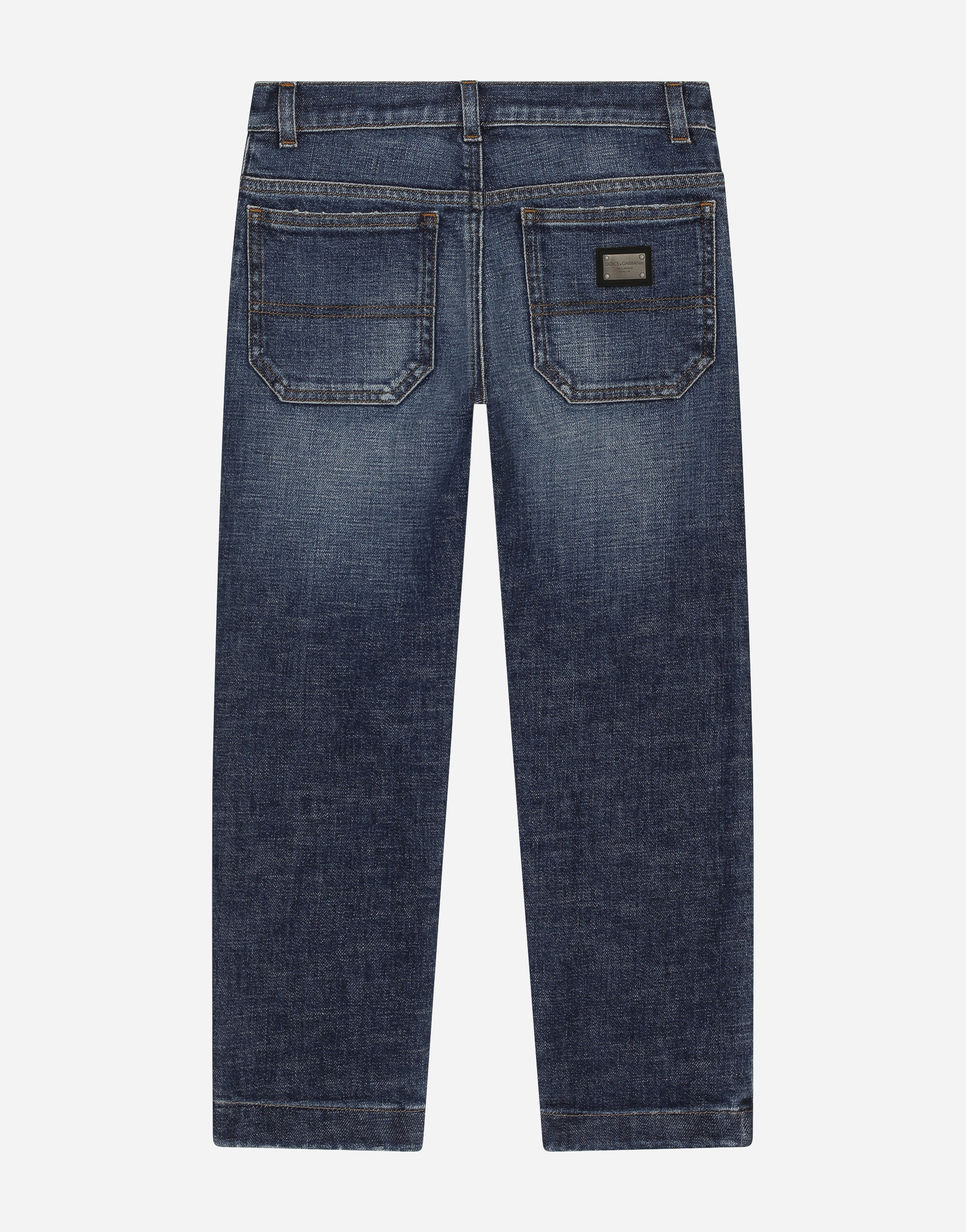 DOLCE & GABBANA 5-POCKET DENIM JEANS WITH DG PATCH