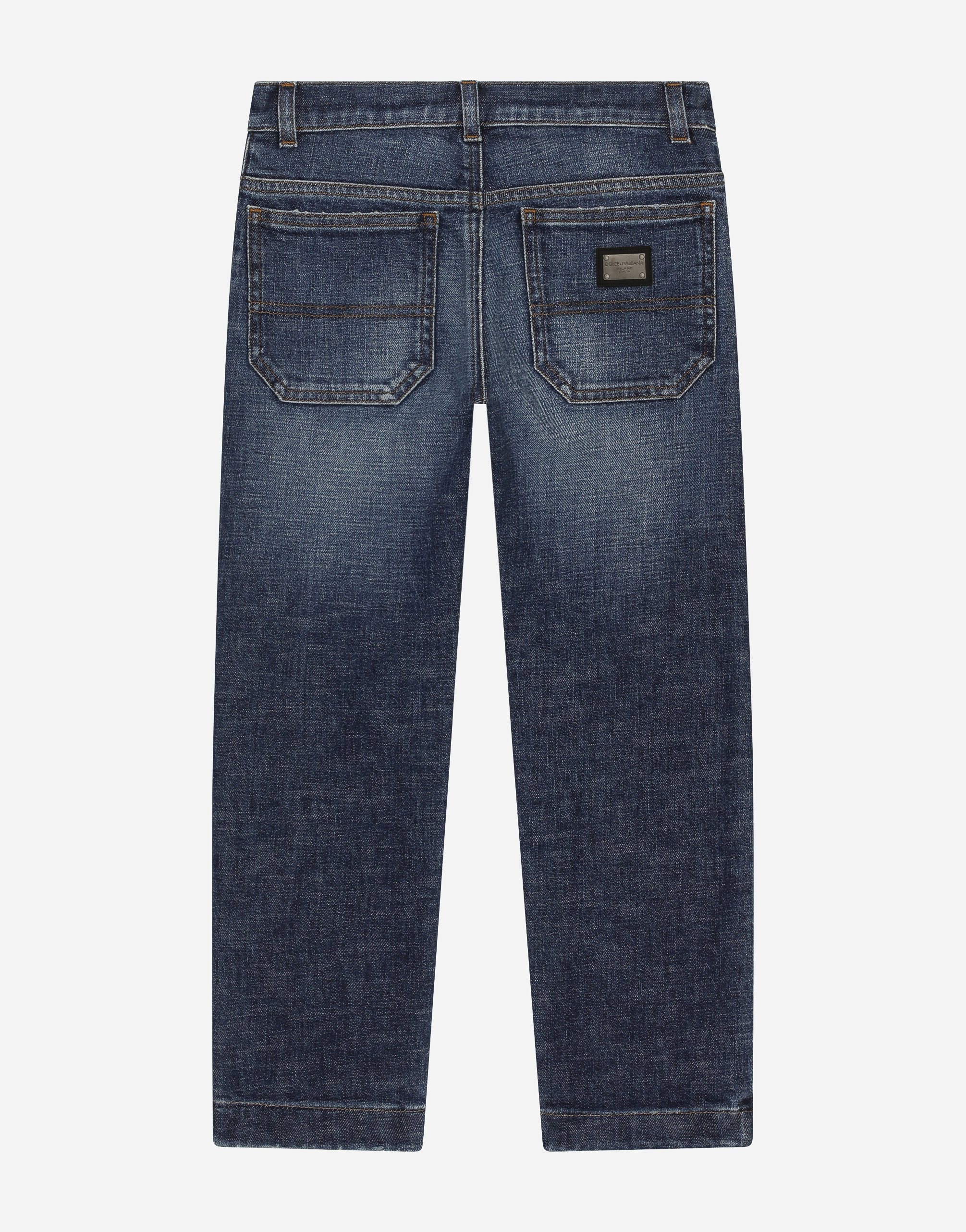 Shop Dolce & Gabbana 5-pocket Denim Jeans With Dg Patch In Blue