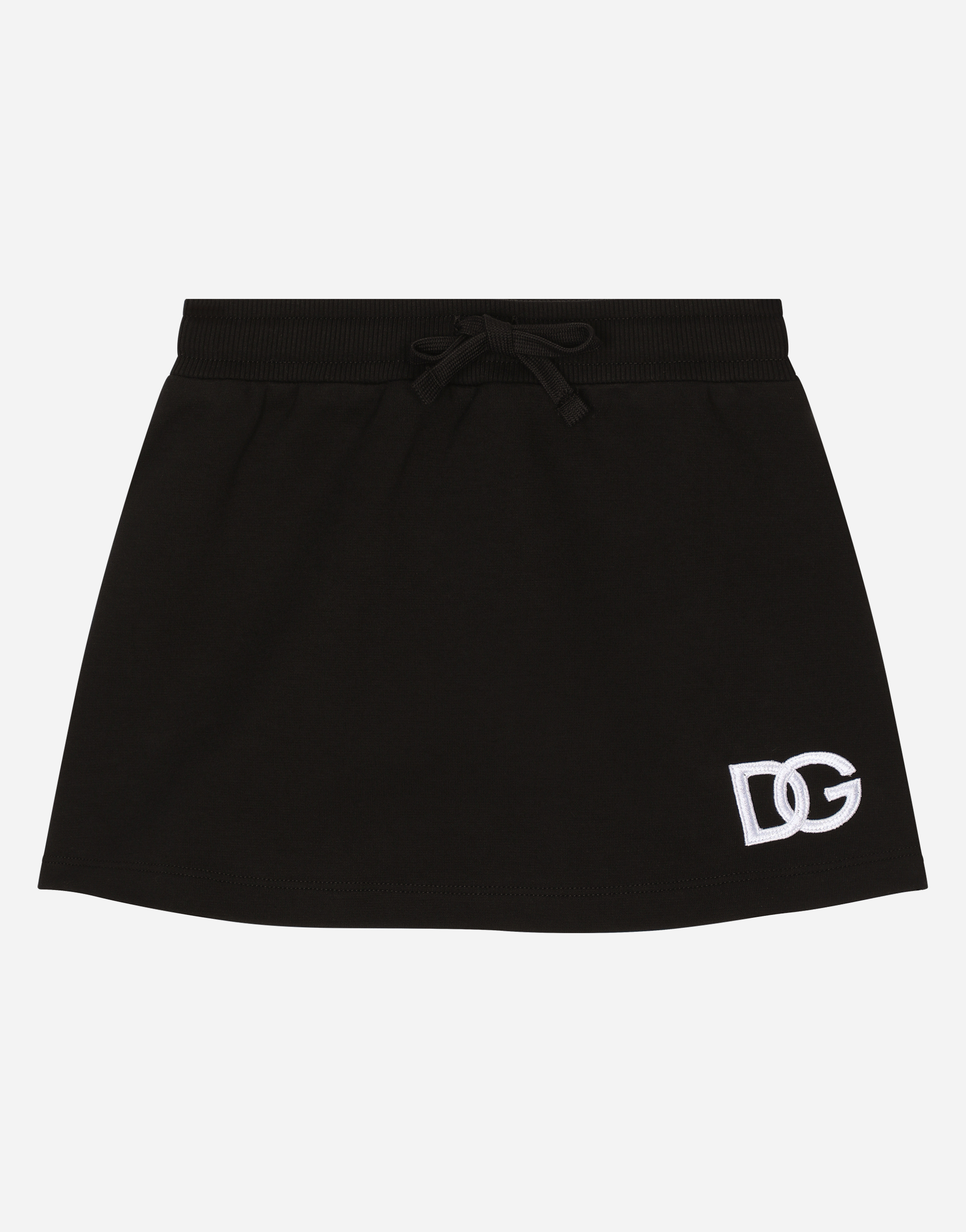 DOLCE & GABBANA SHORT JERSEY SKIRT WITH DG LOGO PATCH