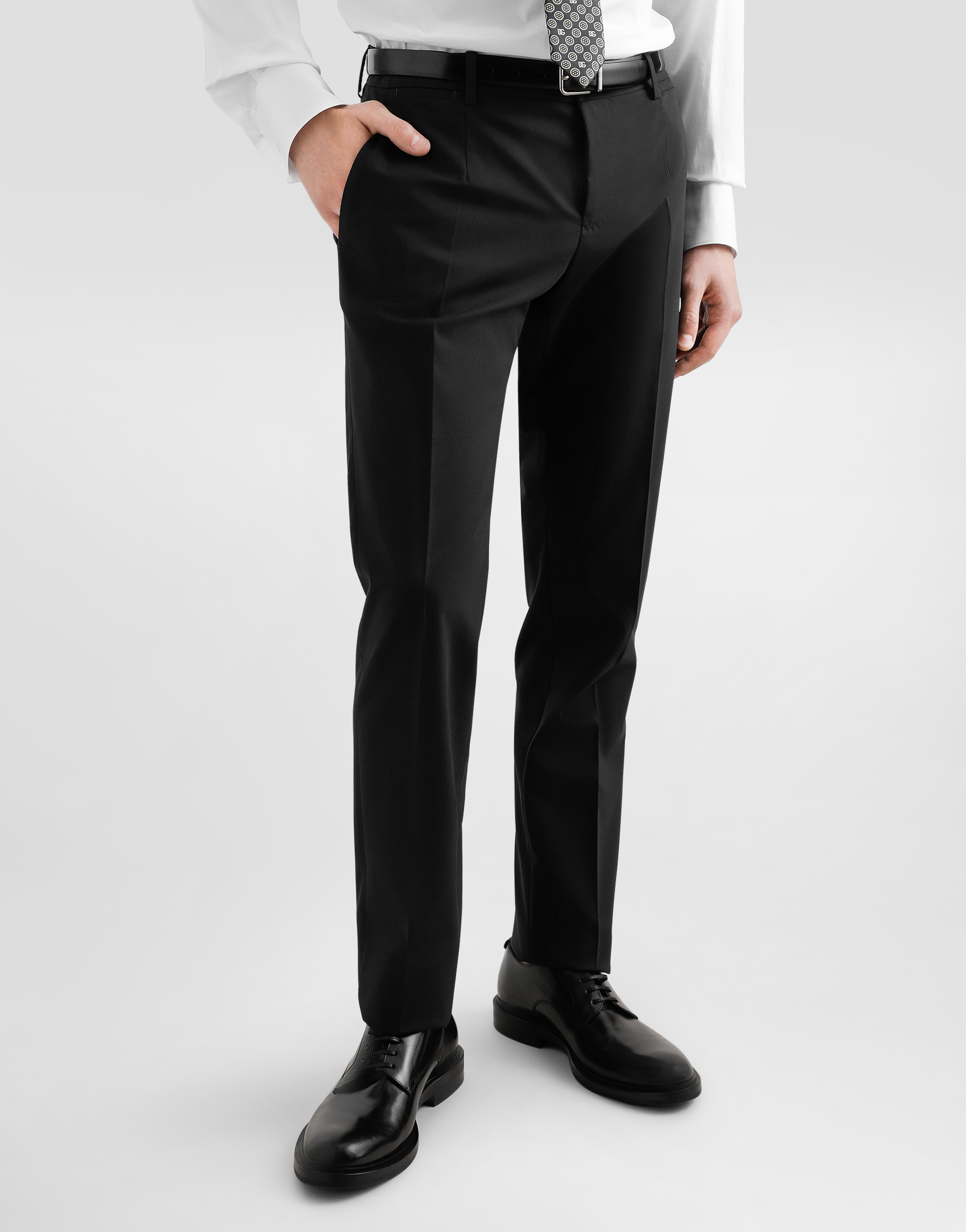 DOLCE & GABBANA SINGLE-BREASTED WOOL MARTINI-FIT SUIT WITH BEE AND CROWN EMBLEM