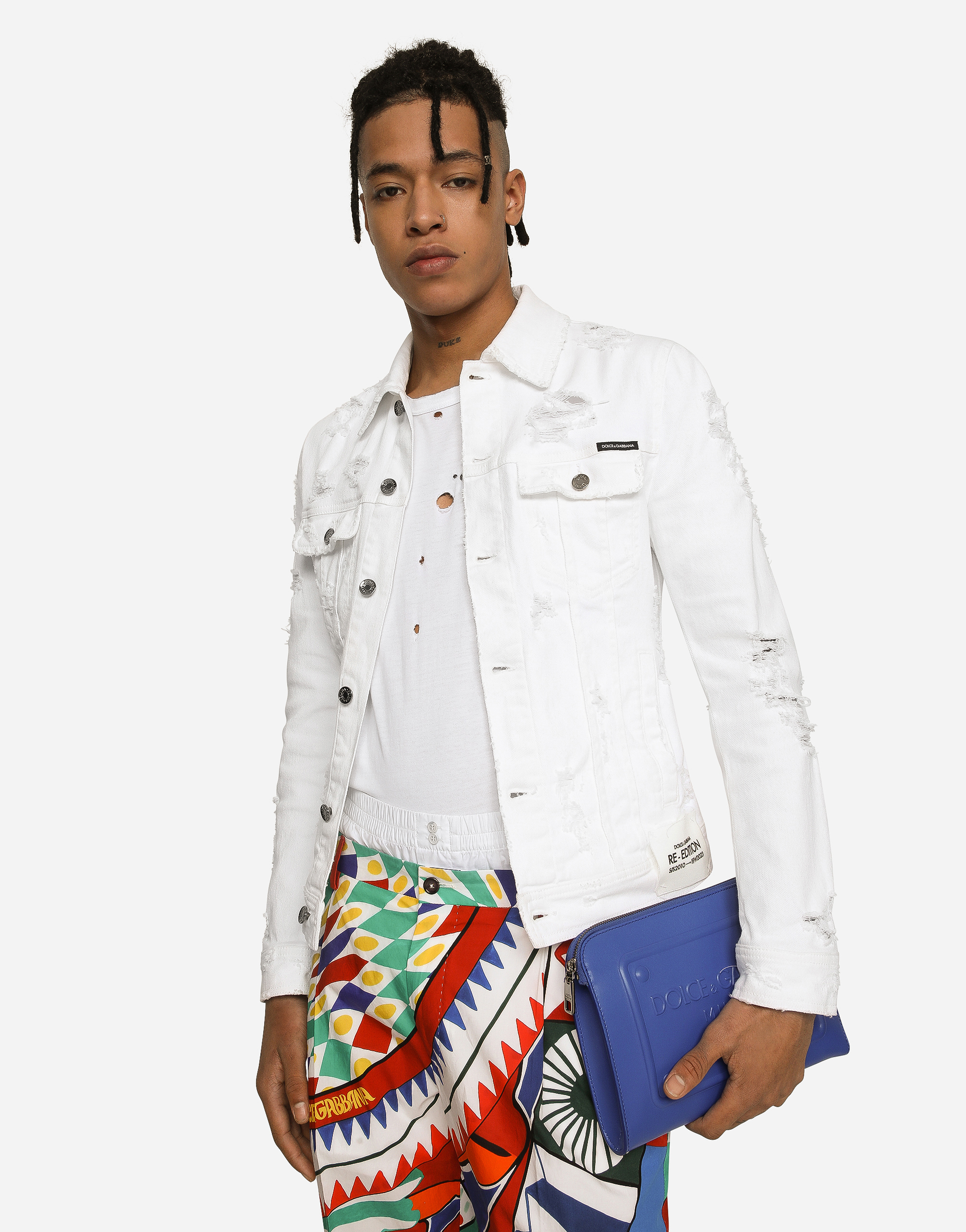 DOLCE & GABBANA SMALL CALFSKIN POUCH WITH RAISED LOGO