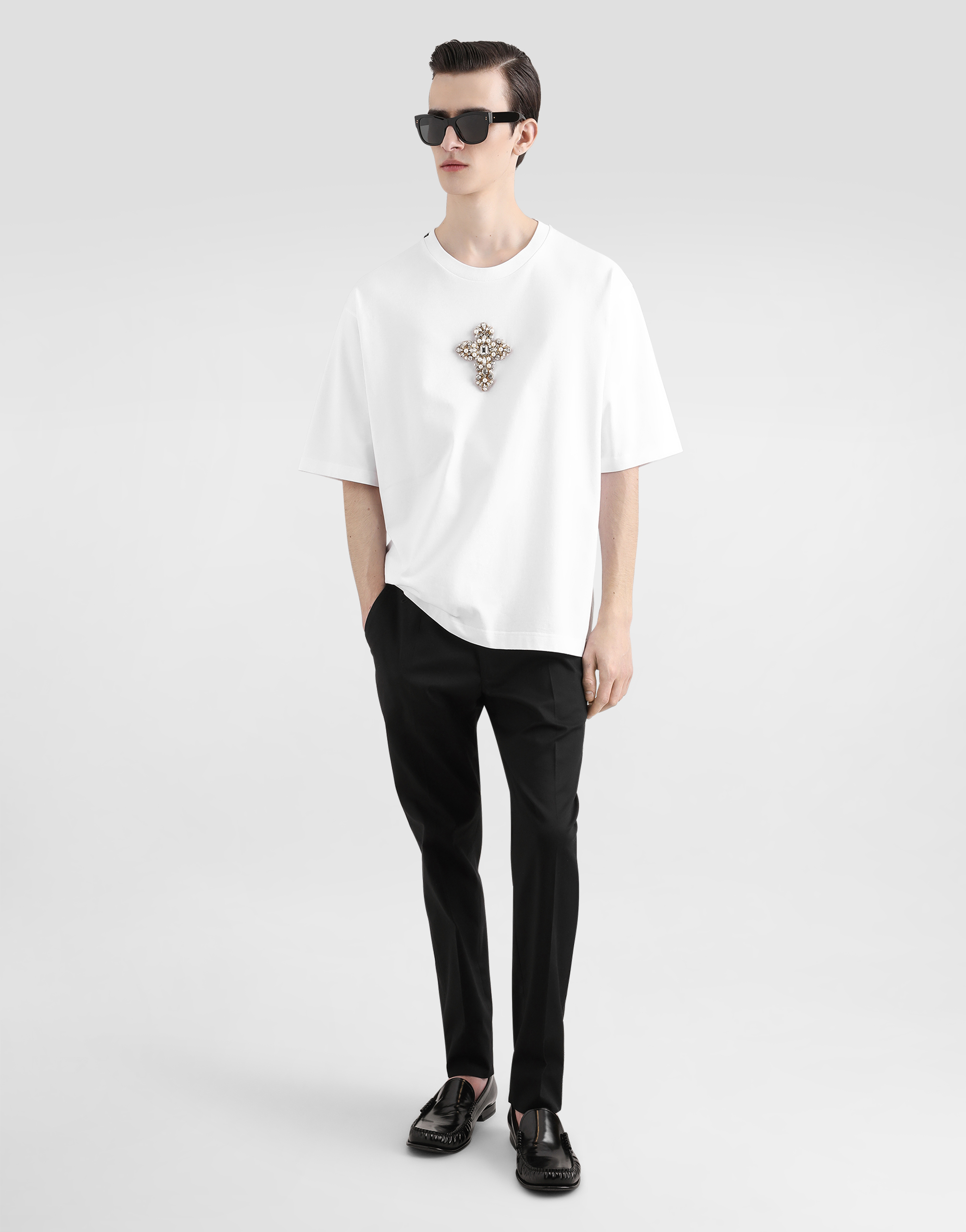 Dolce & Gabbana Cotton T-shirt With Fine Patch In White