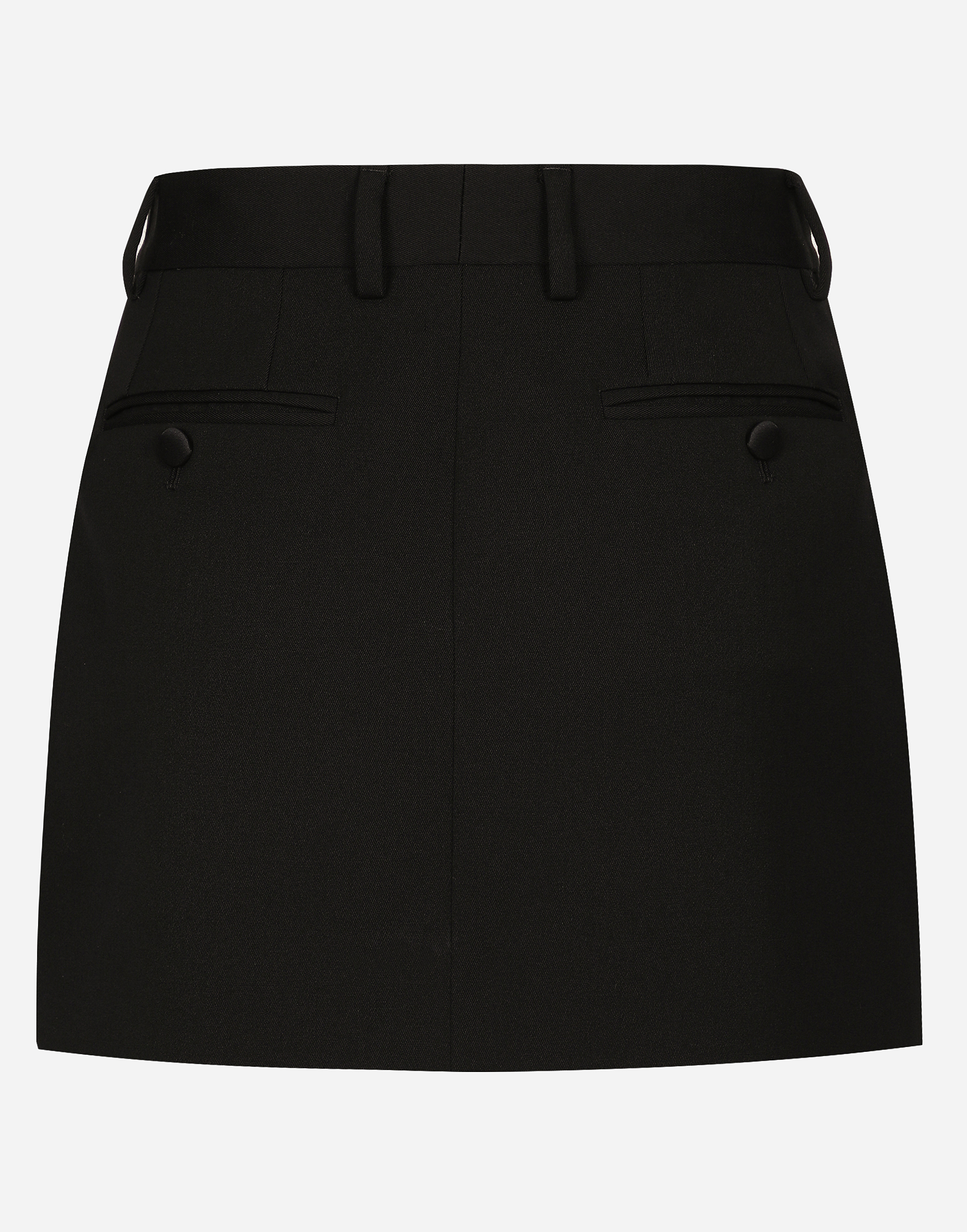 Dolce & Gabbana Dolce&gabbana Virgin Wool & Silk Blend Gabardine Tuxedo Skirt In Black