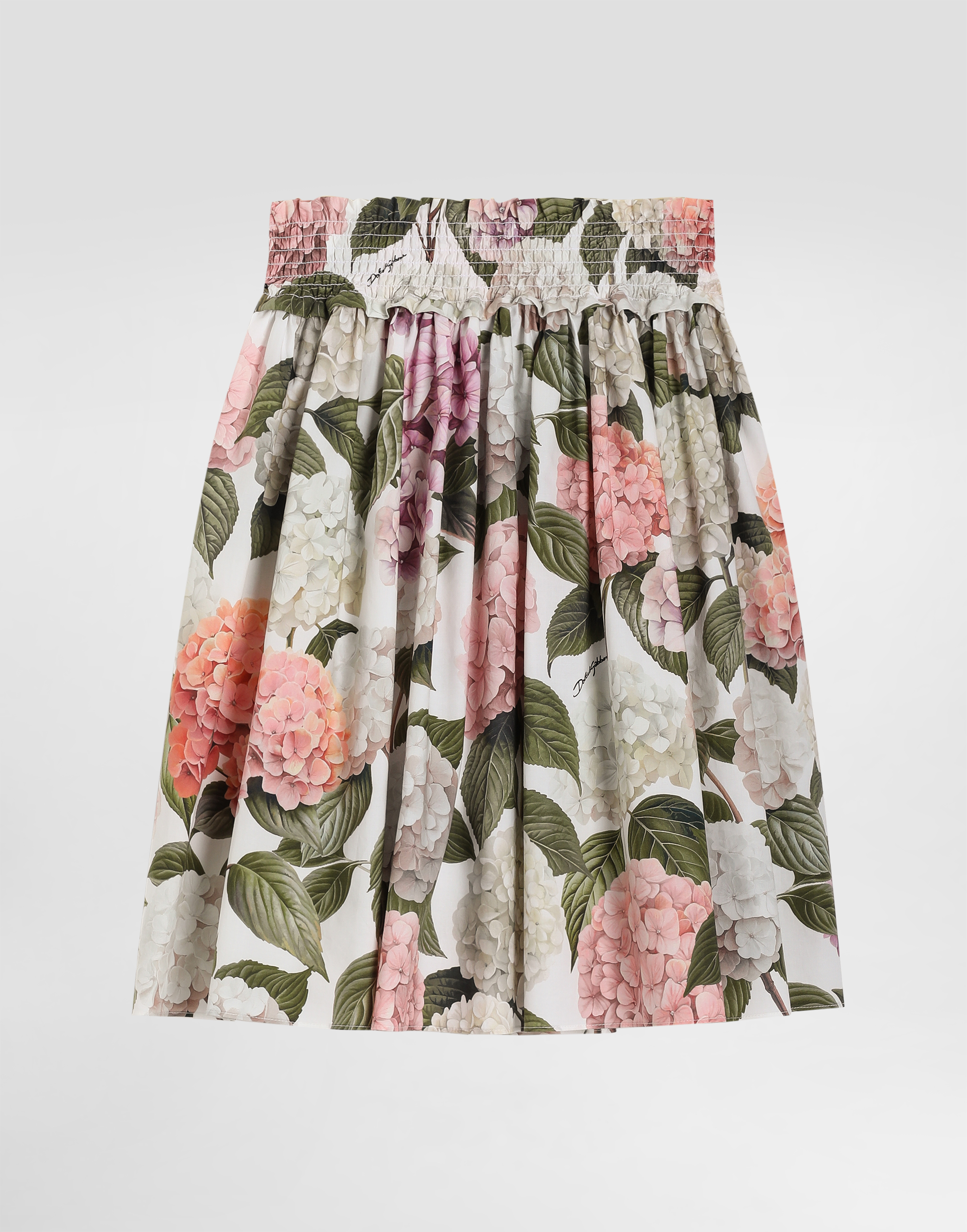 Dolce & Gabbana Hydrangea-print Poplin Skirt In Multi
