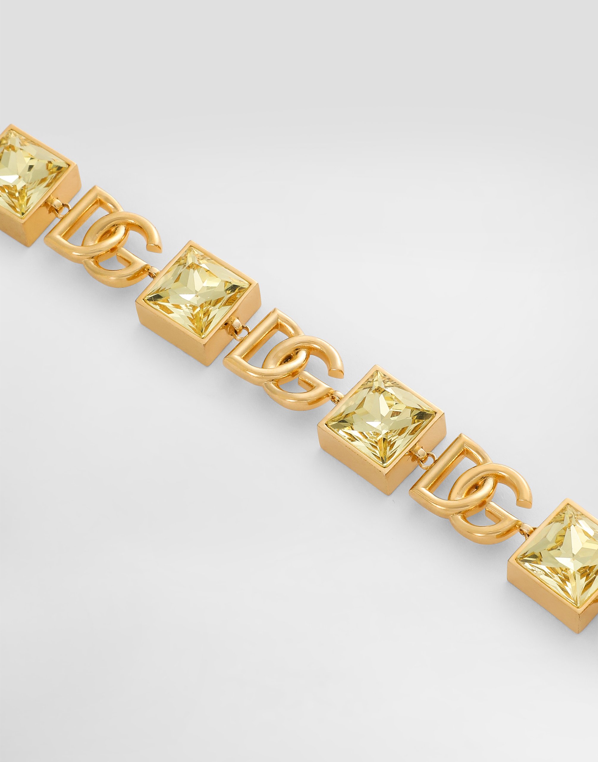 Dolce & Gabbana Bracelet With Dg Logo And Rhinestones In Oro