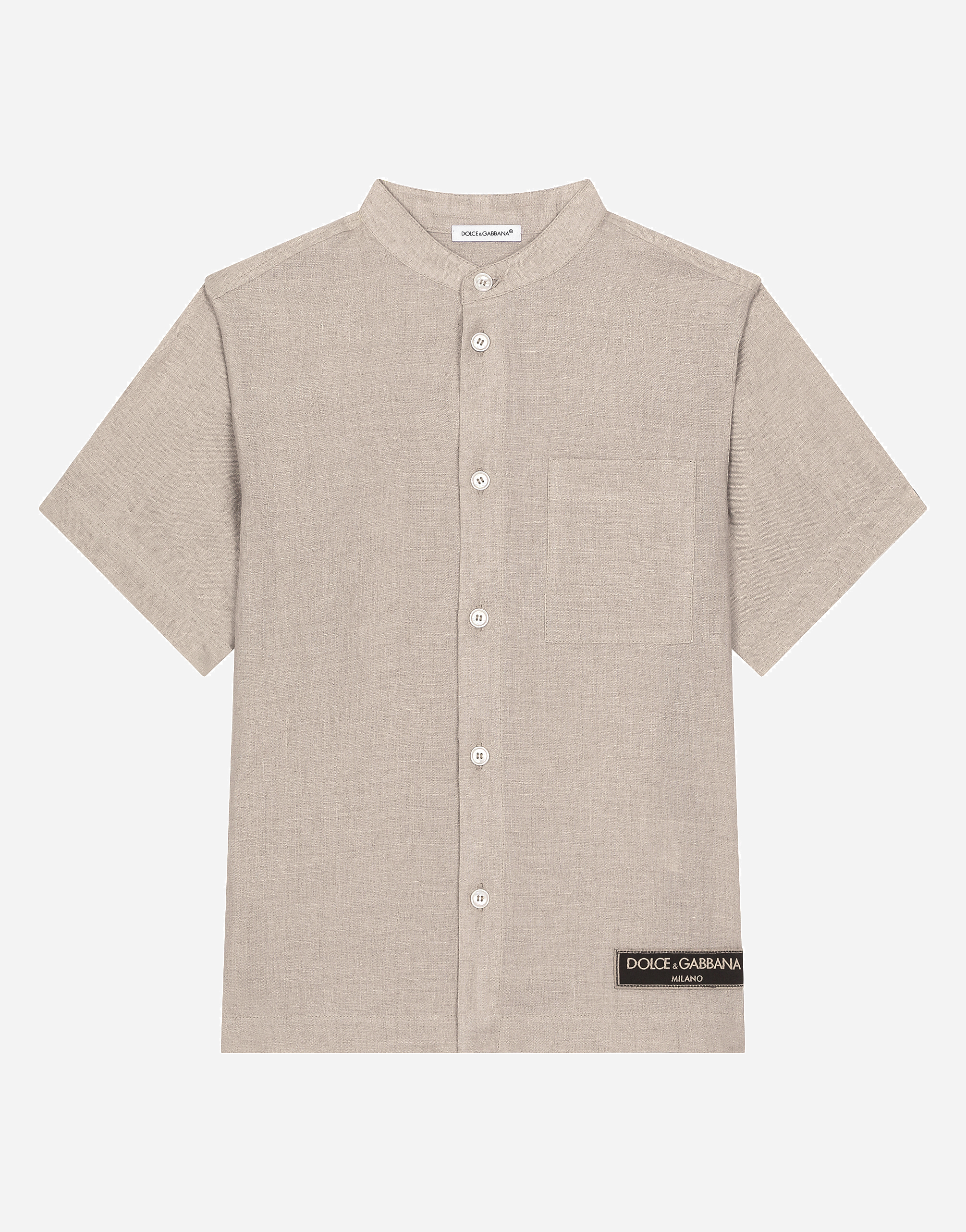Linen shirt with branded tag