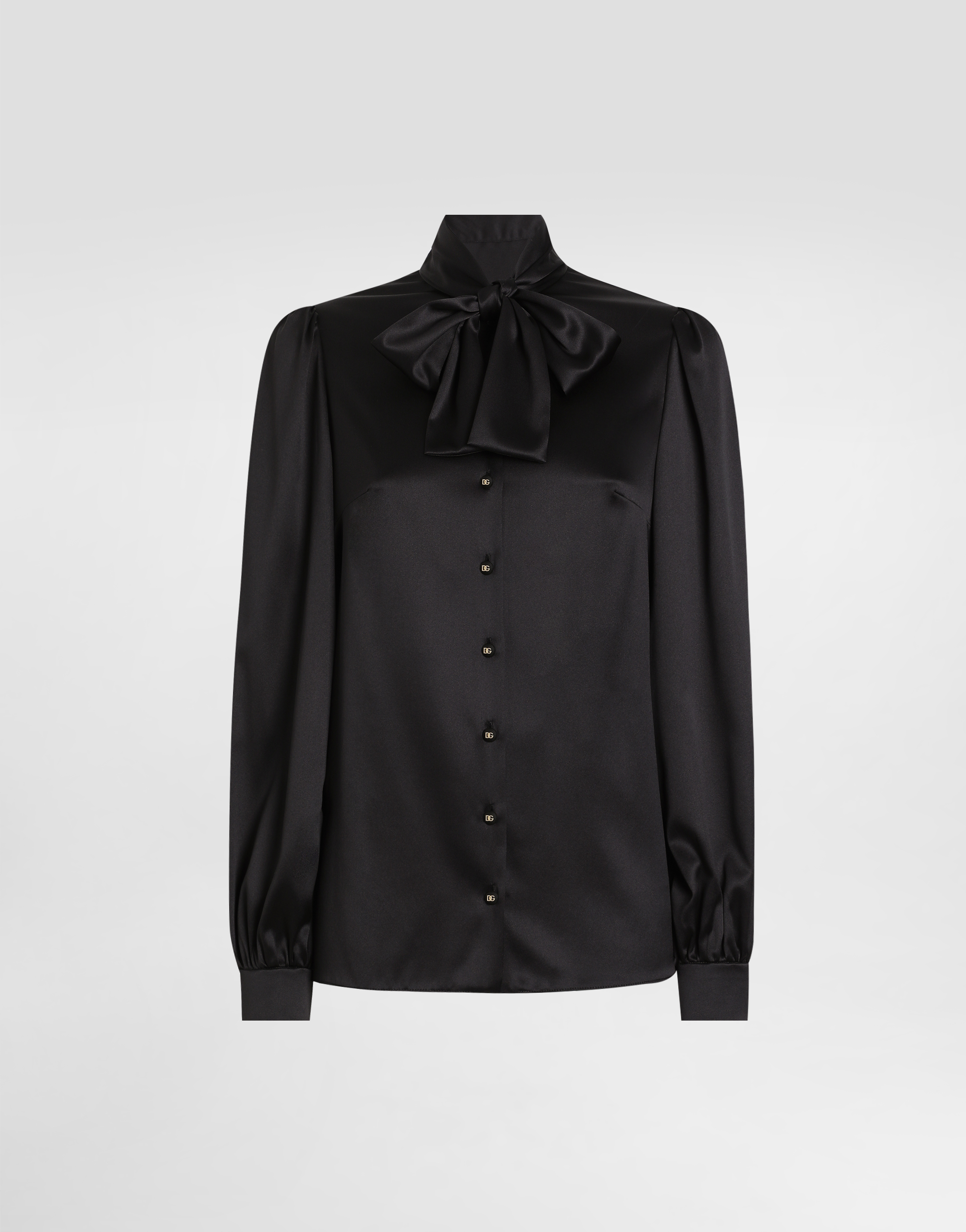 Satin shirt with pussy-bow