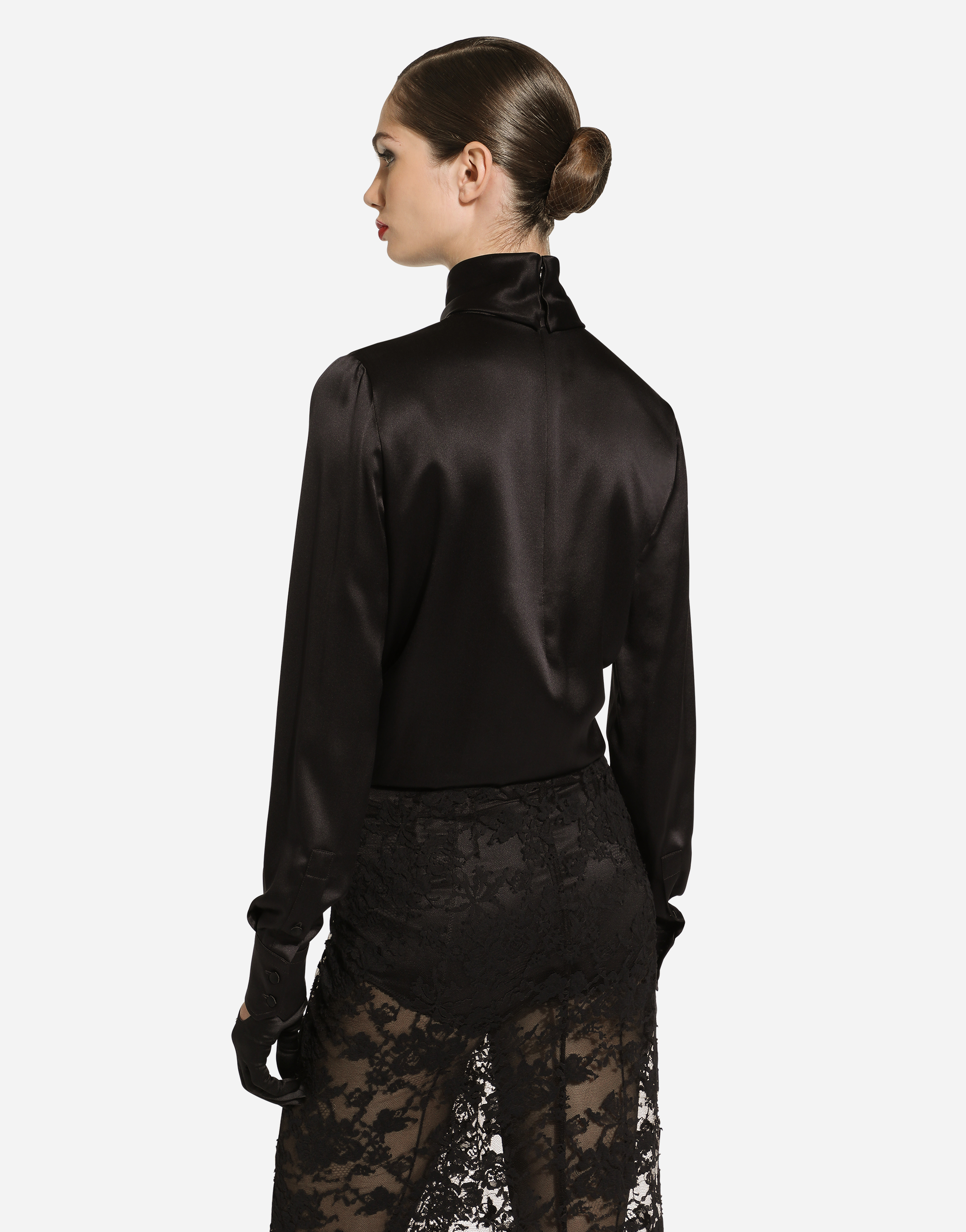 Dolce & Gabbana Turtleneck Long Sleeve Blouse In Black