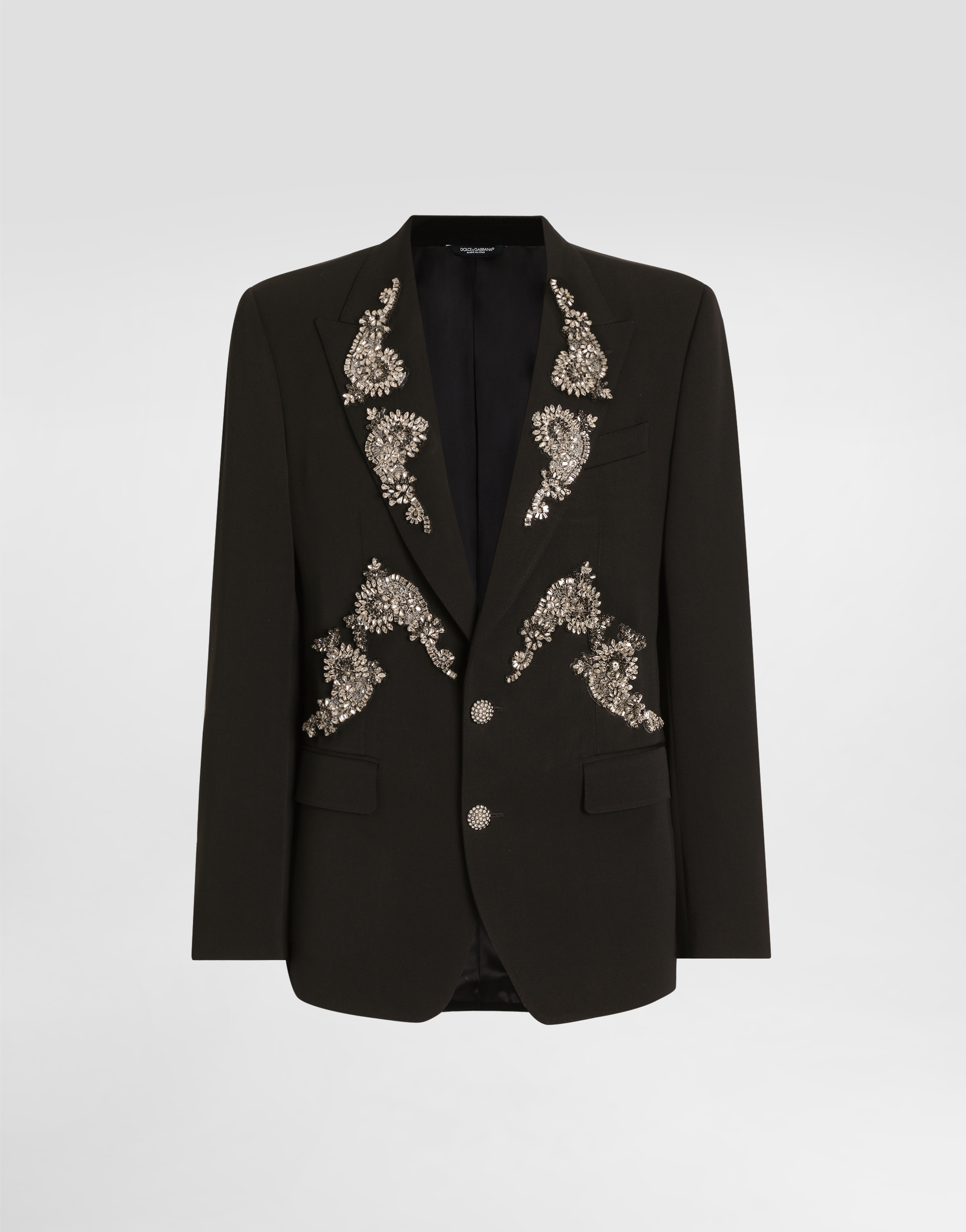Single-breasted jacket with jewel embellishments
