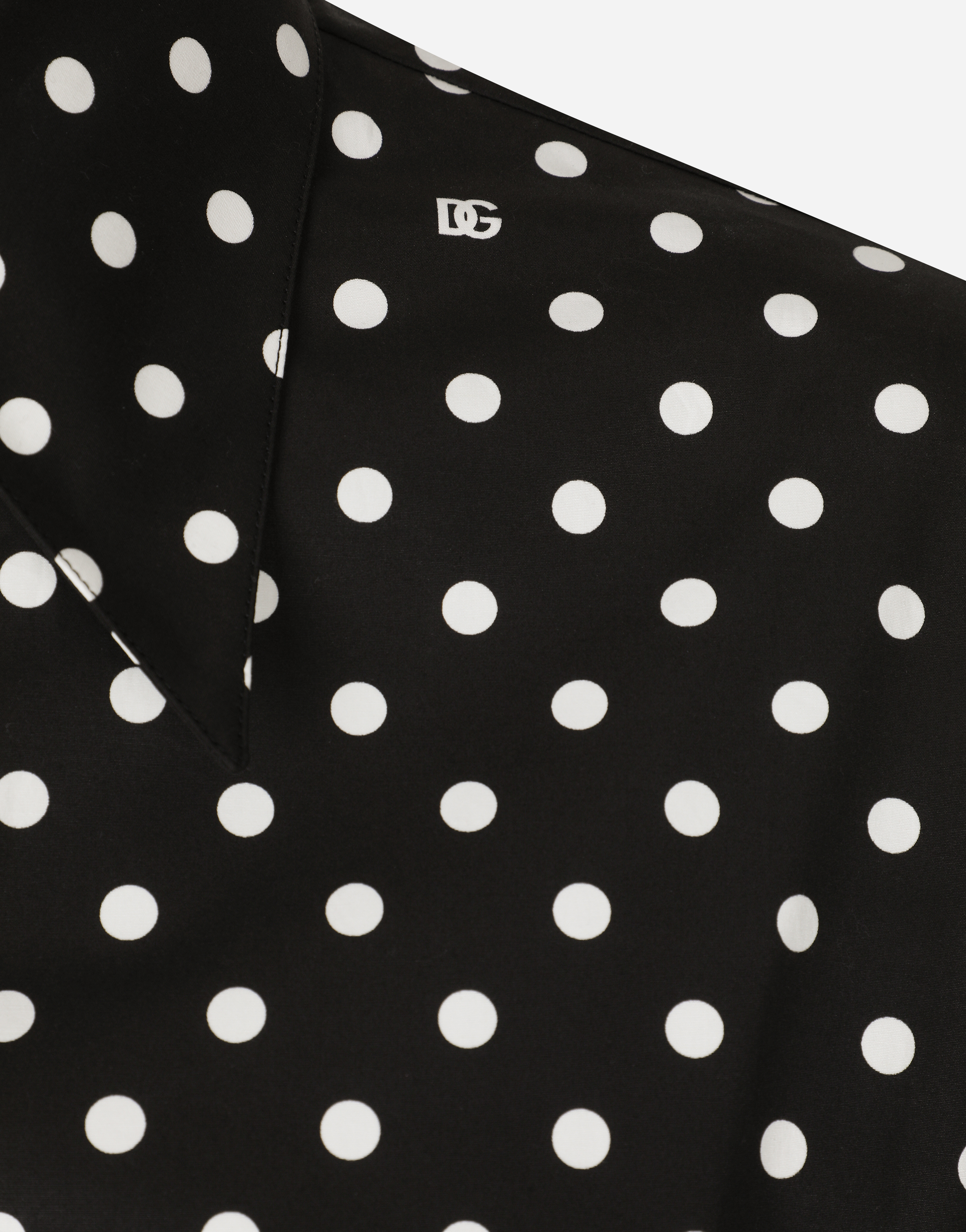 Shop Dolce & Gabbana Cropped Cotton Poplin Shirt With Knot Detail And Polka-dot Print In プリ