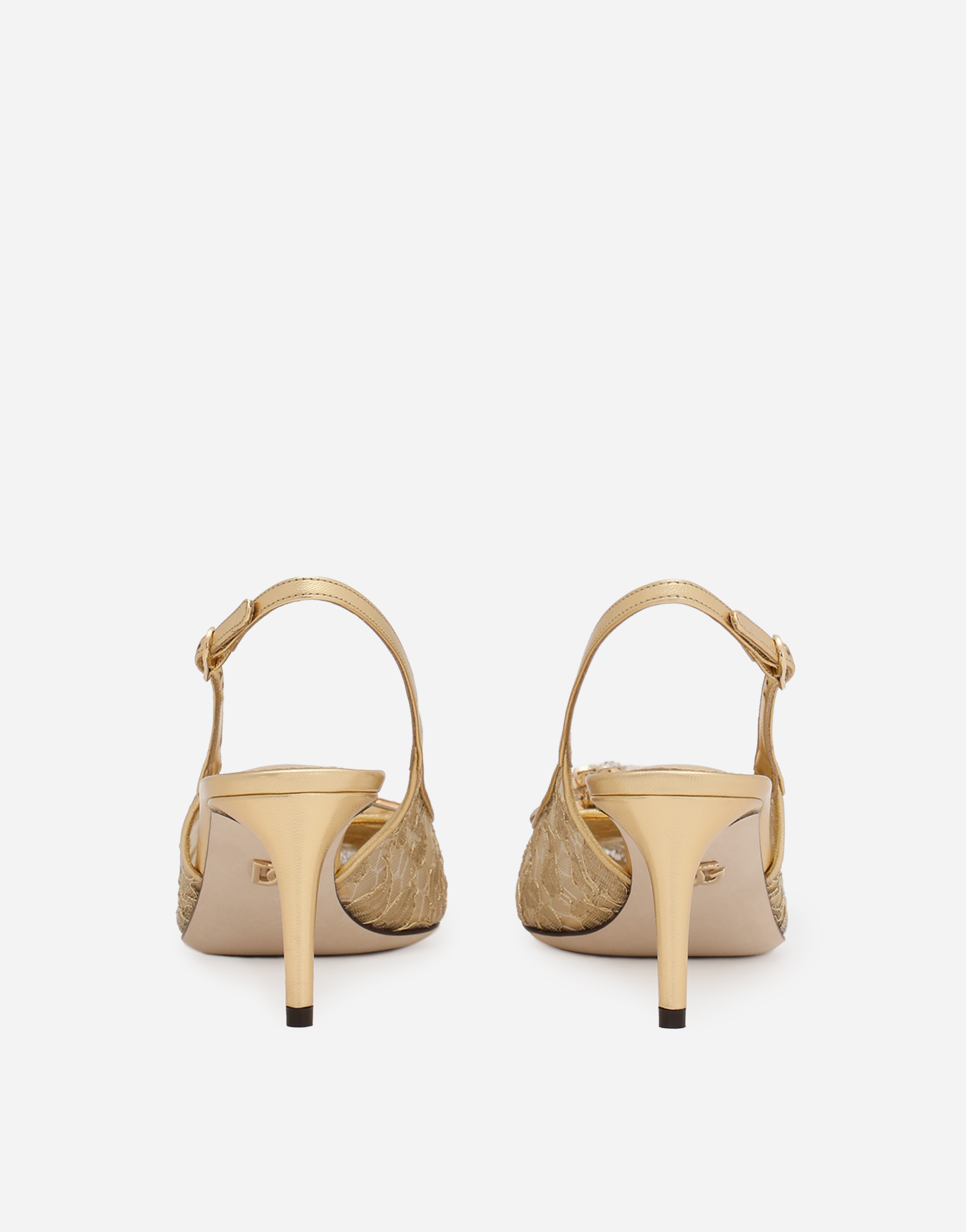 Dolce & Gabbana Rainbow Lace Slingbacks In Lurex Lace In Gold