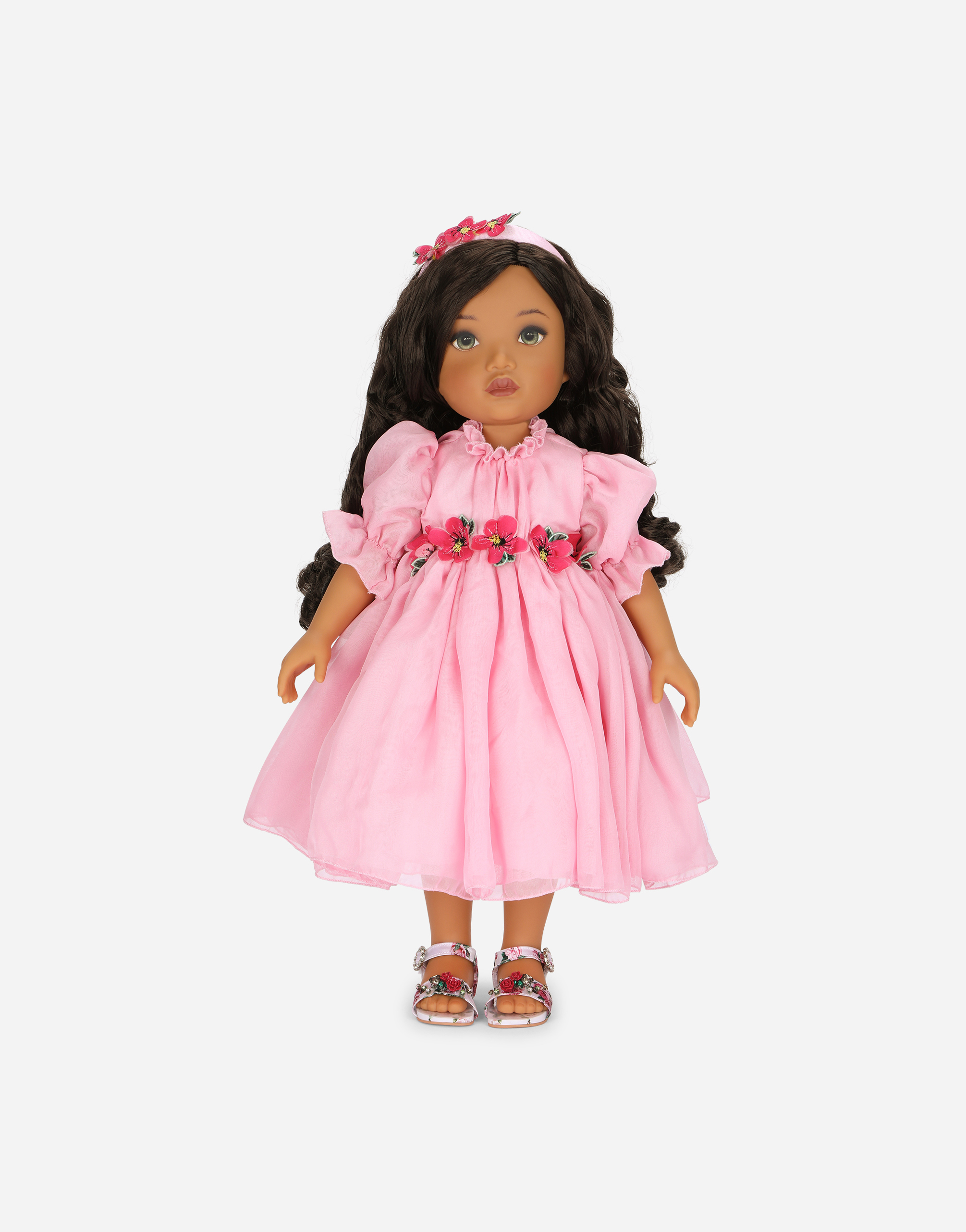Shop Dolce & Gabbana Doll With Chiffon Dress In Multi-colored
