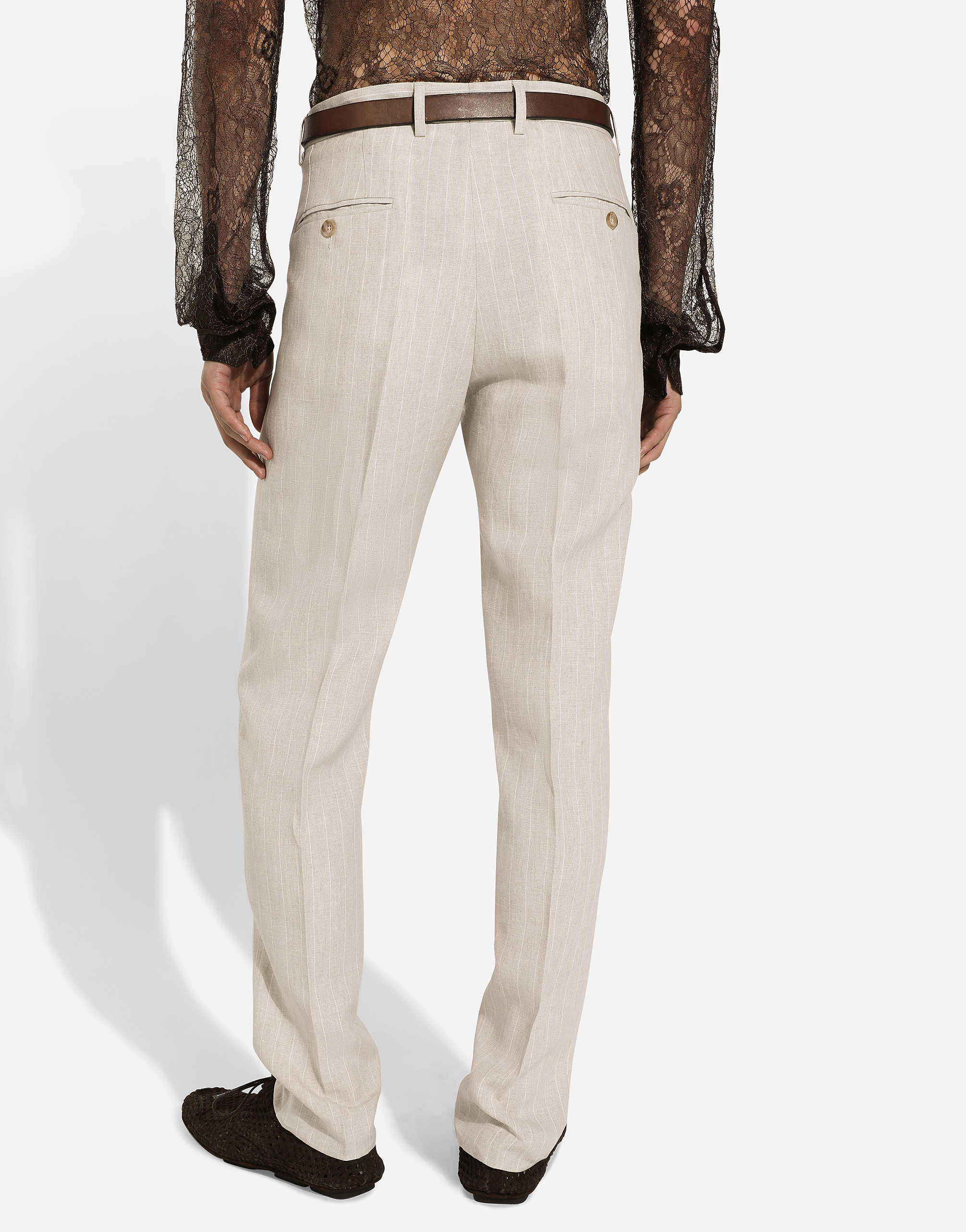 Dolce & Gabbana Pinstripe Linen Pants In マルチカラー