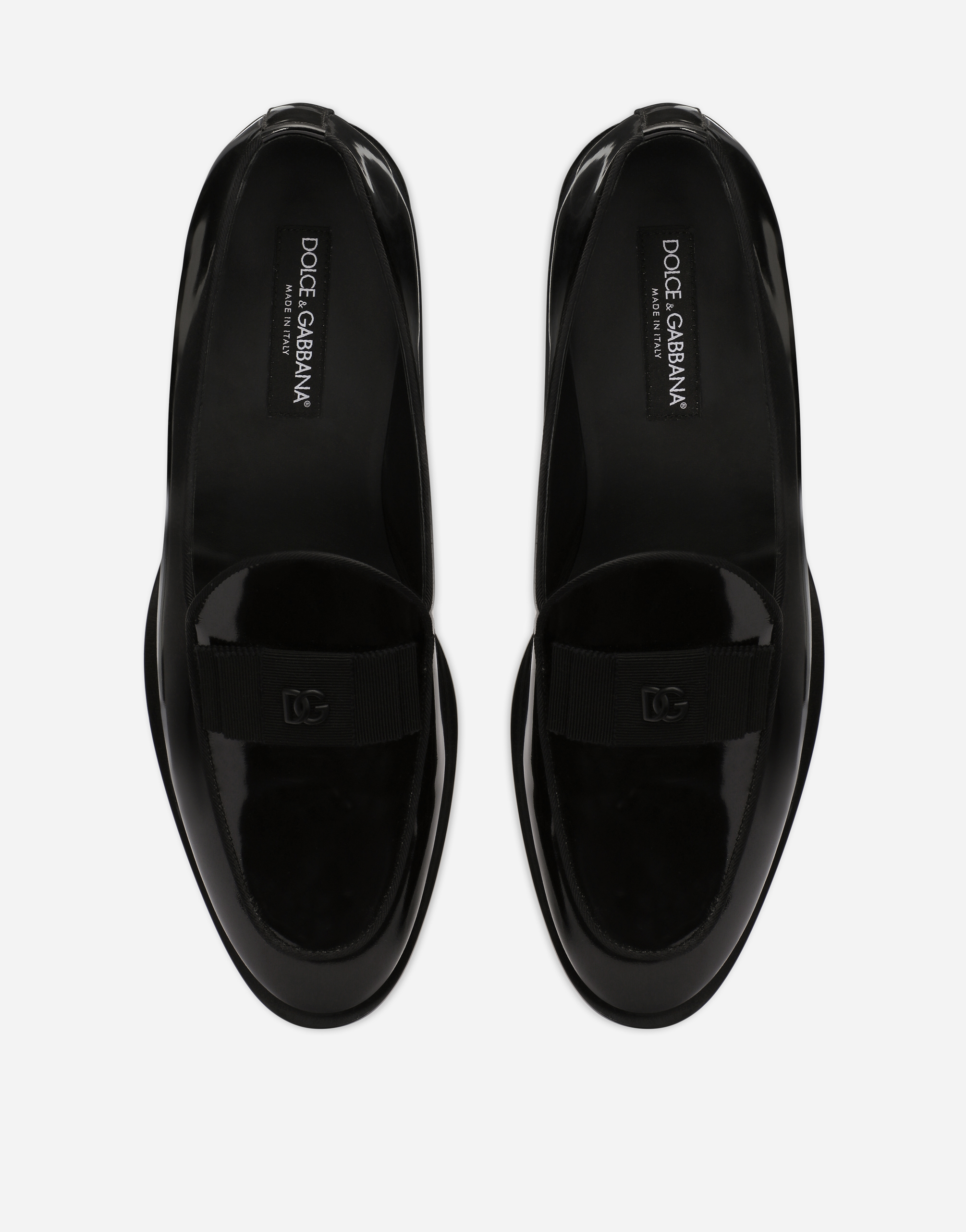 Dolce & Gabbana Polished Calfskin Slippers In Black