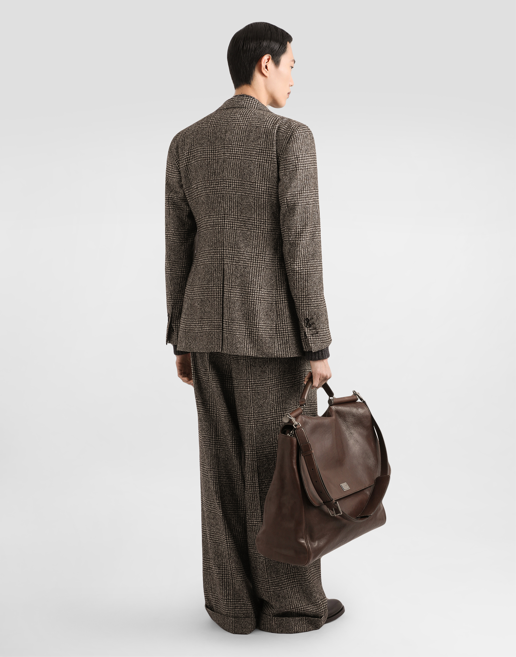 Dolce & Gabbana Glen Plaid Single-breasted Jacket In Brown