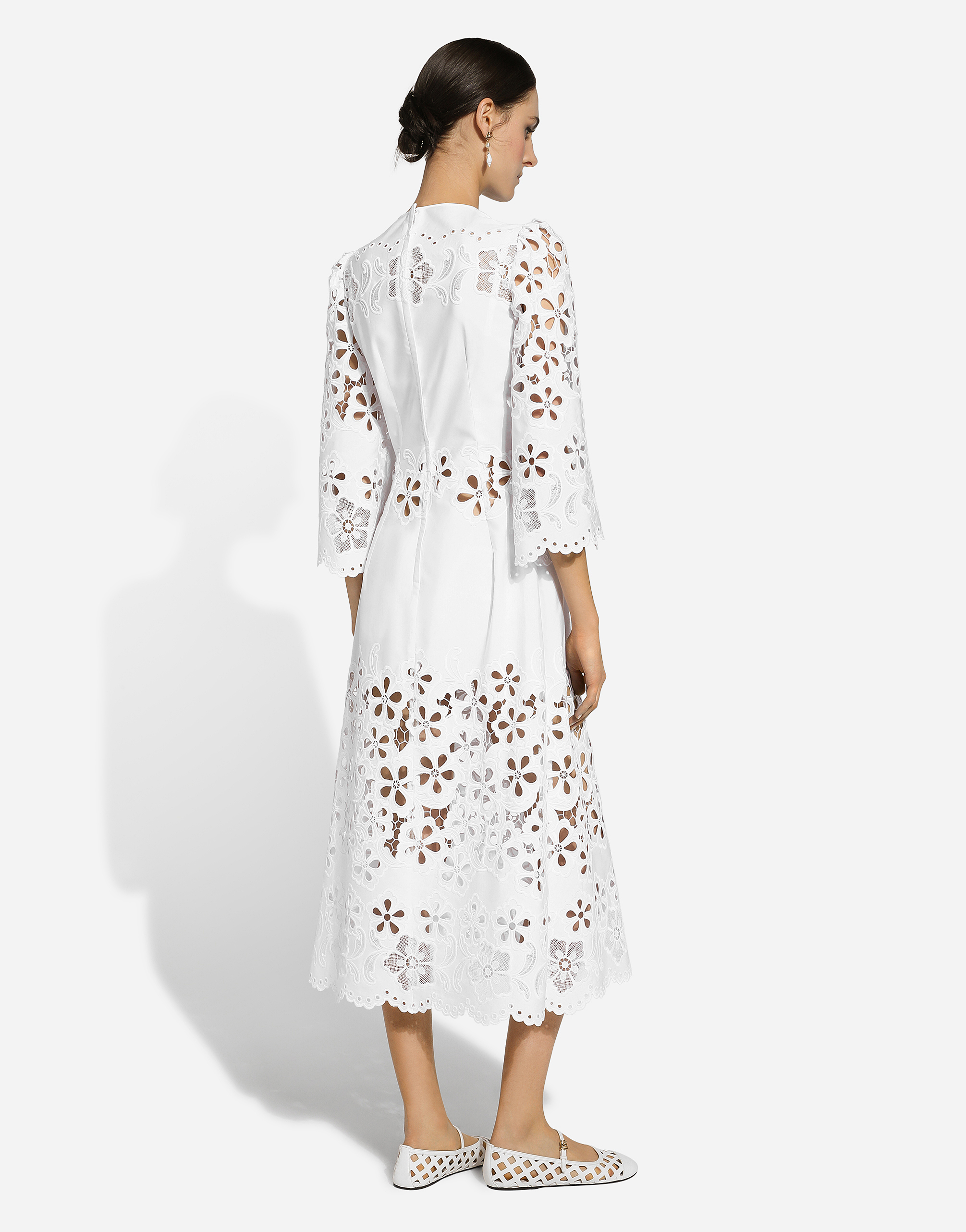 Dolce & Gabbana White Broderie Anglaise Dress In ホワイト