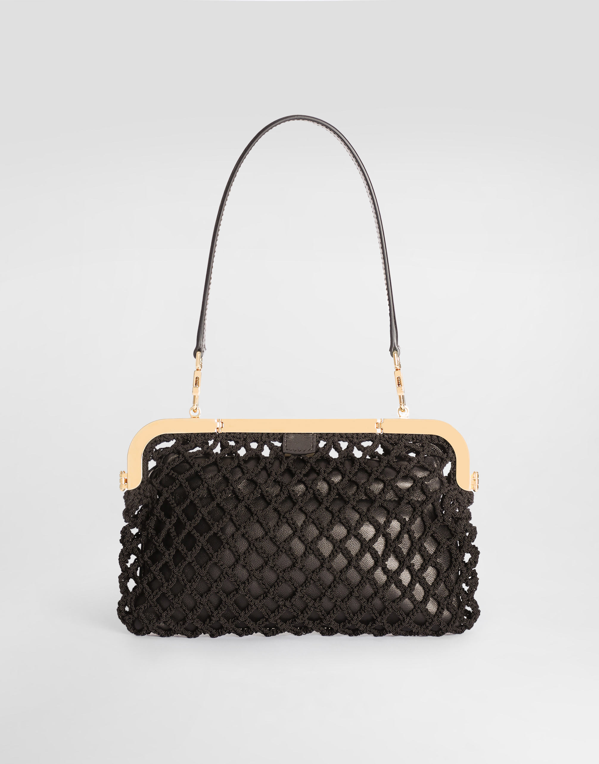  Dolce & Gabbana Dolce & Gabbana Amanda Handbag In Mesh And Palmellato Calfskin - Woman Shoulder And Crossbody Bags Black Onesize 